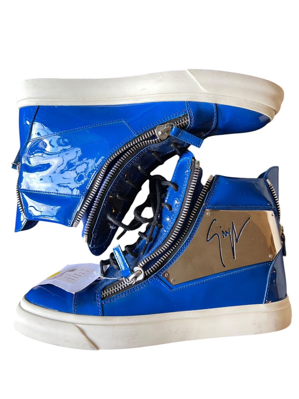 Giuseppe Zanotti Giuseppe Zanotti Mid-top Patent Leather Sneakers Size US 10 / EU 43 - 2 Thumbnail