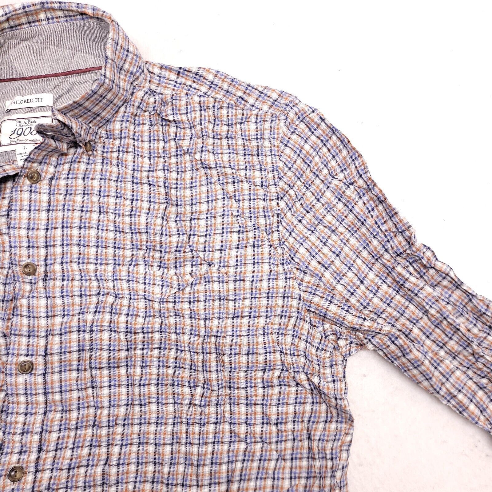 Jos. A. Bank Jos A Bank Tartan Flannel Shirt Mens Size Large Orange Blue Size US L / EU 52-54 / 3 - 5 Thumbnail
