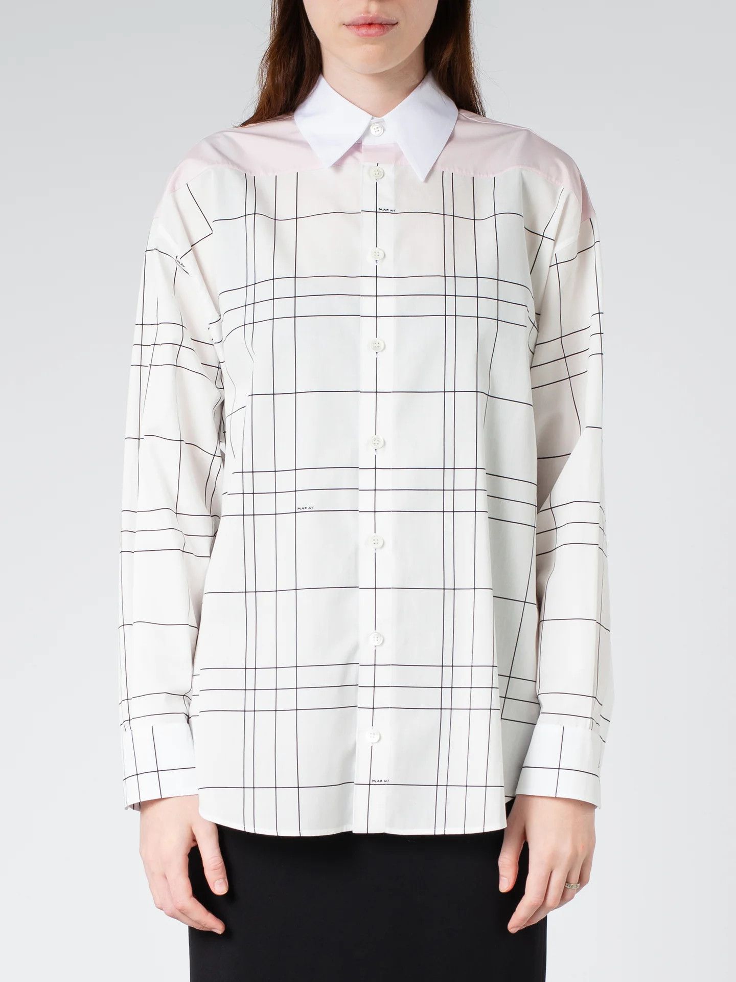 Marni o1w1db10824 Checked Shirt in White Size M / US 6-8 / IT 42-44 - 1 Thumbnail