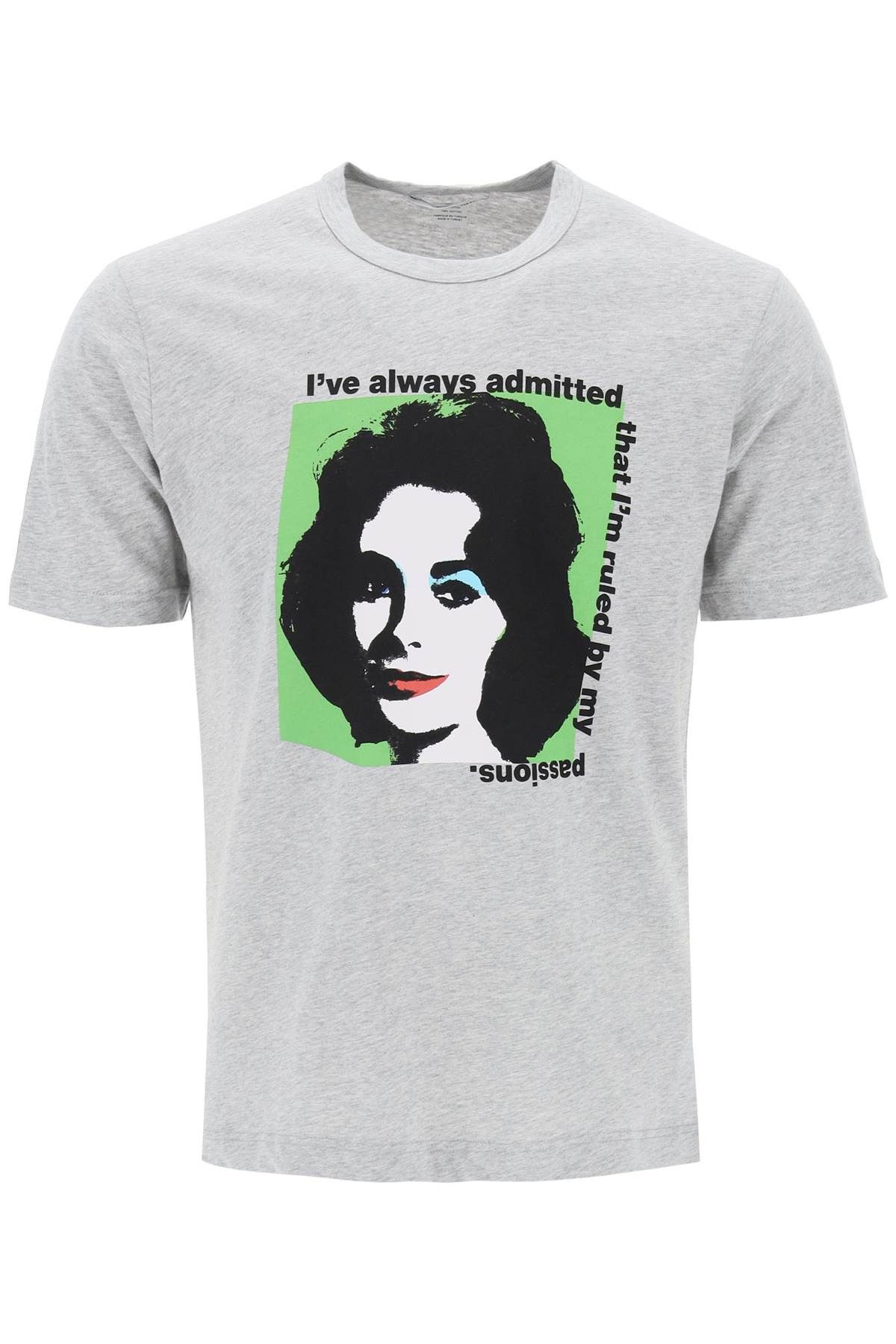 image of Comme Des Garcons Shirt Liz Taylor Printed T-Shirt in Top Grey, Men's (Size Large)