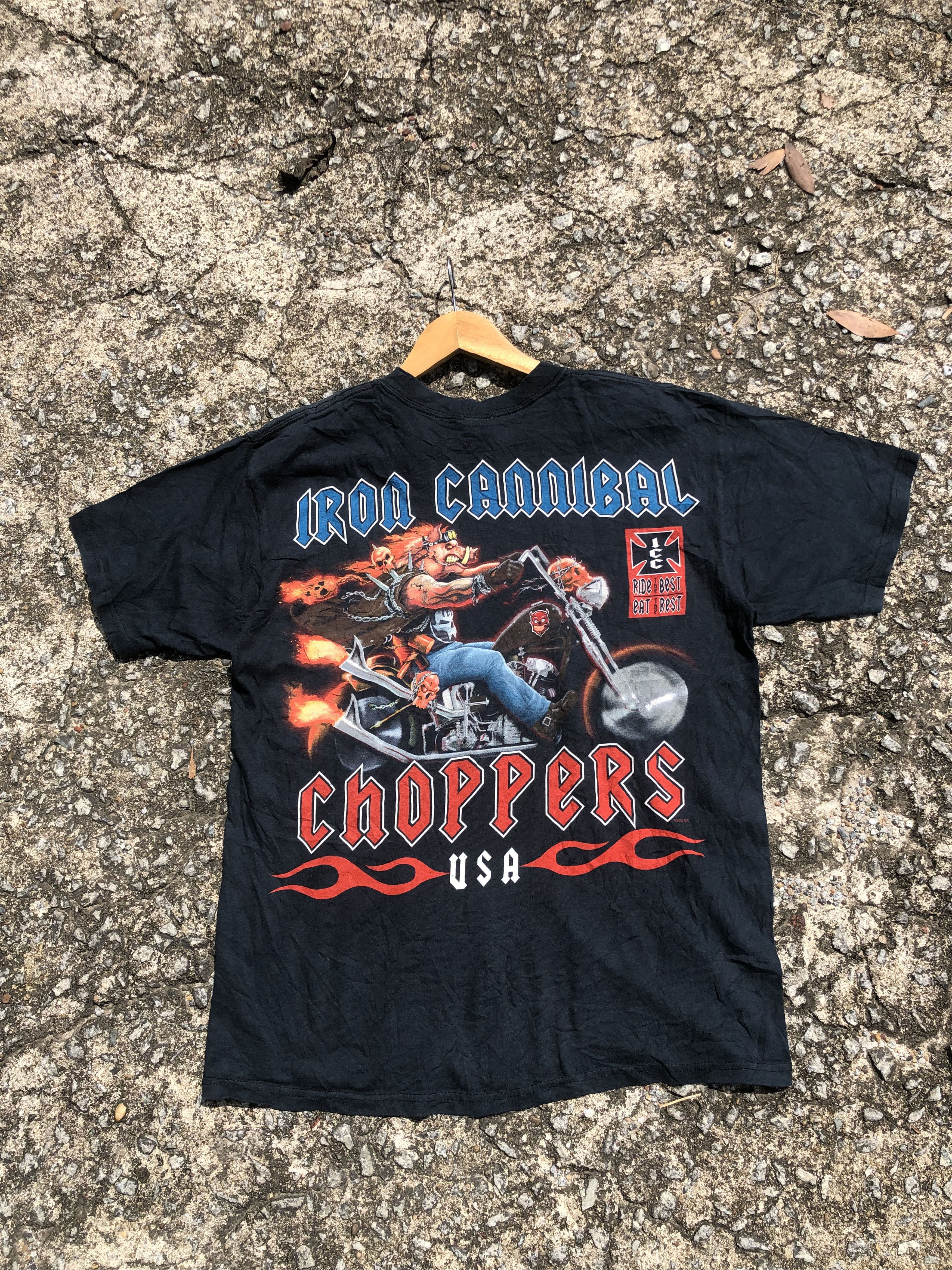 Harley Davidson RARE Vintage Y2K Iron Cannibal Choopers Flaming Tee Size US L / EU 52-54 / 3 - 1 Thumbnail
