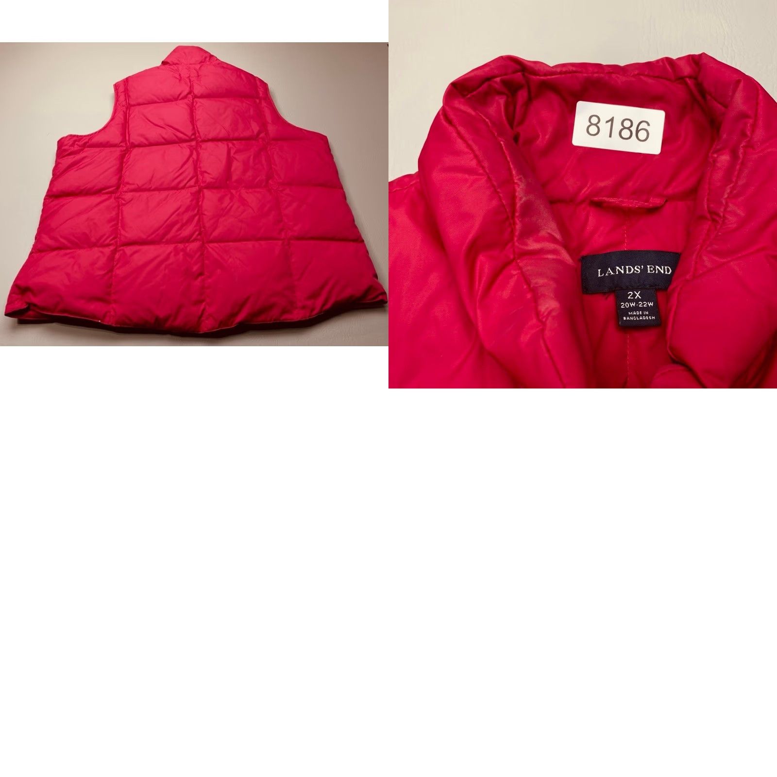 Lands' End Lands End Women's 2X 20w-22w Pink Snap Up Goose Down Quilted Puffer Vest 8186 Size XXL / US 16-18 / IT 52-54 - 8 Thumbnail