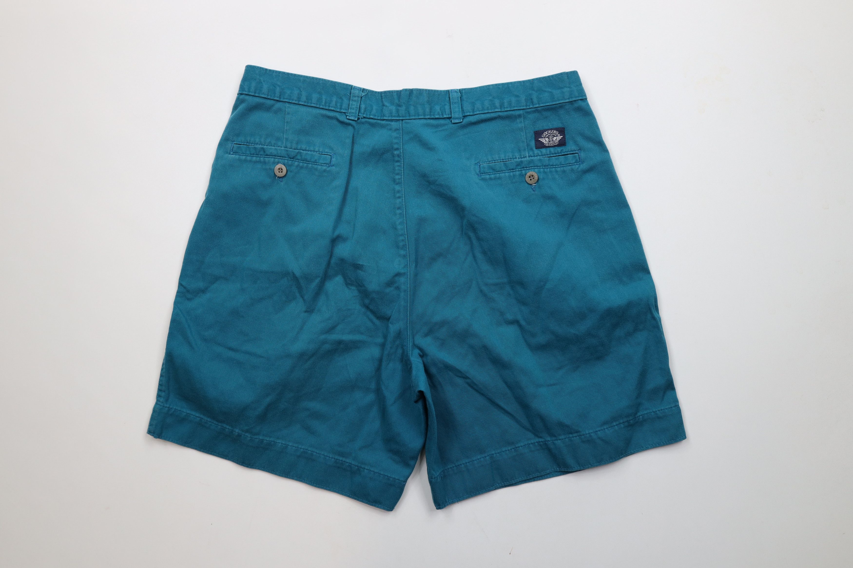 Vintage Vintage 90s Streetwear Above Knee Cotton Chino Shorts Teal Size US 34 / EU 50 - 7 Thumbnail