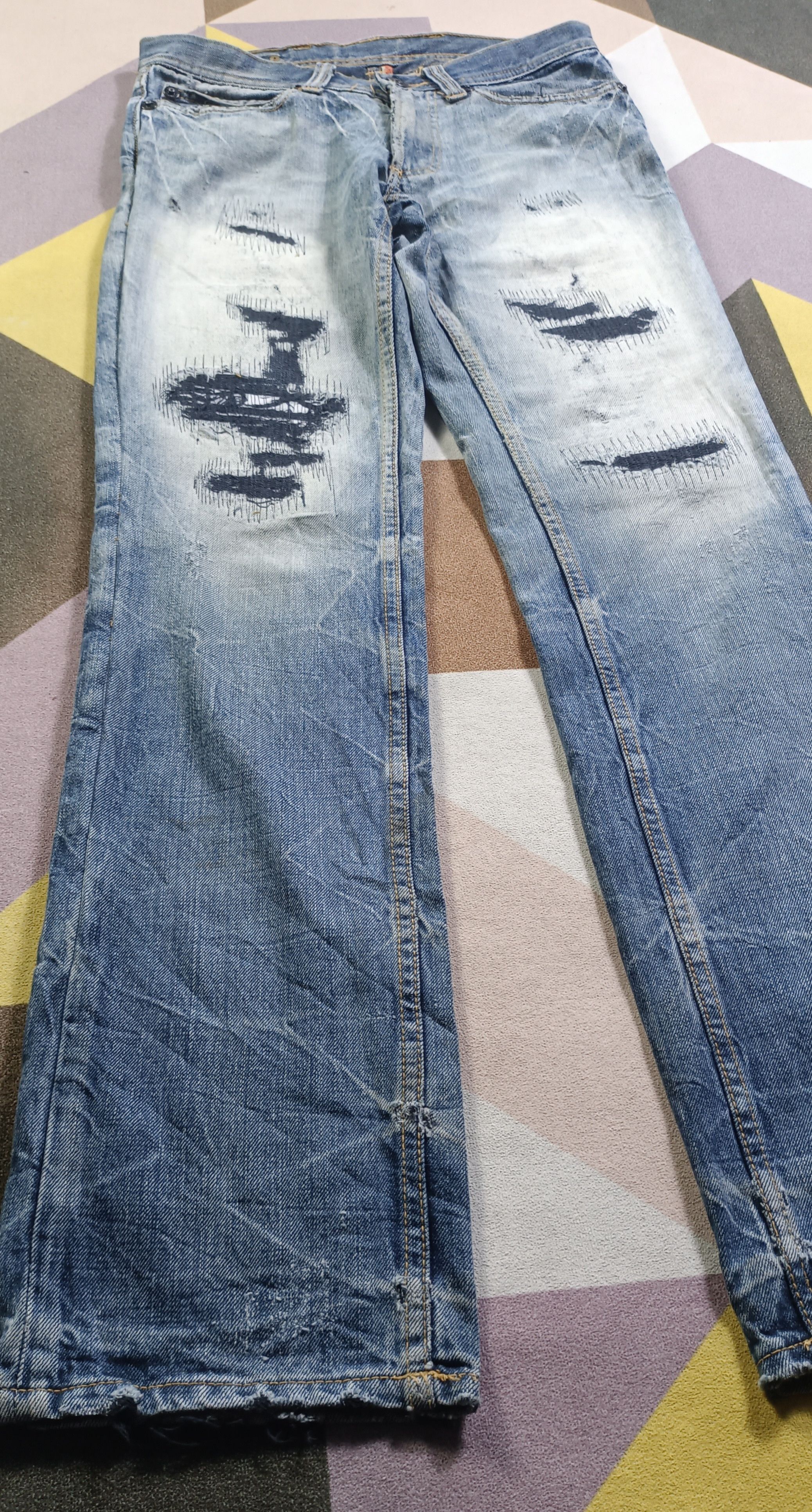 If Six Was Nine × Japanese Brand Army Of no! Honeycomb Distressed Jeans Size US 31 - 3 Thumbnail
