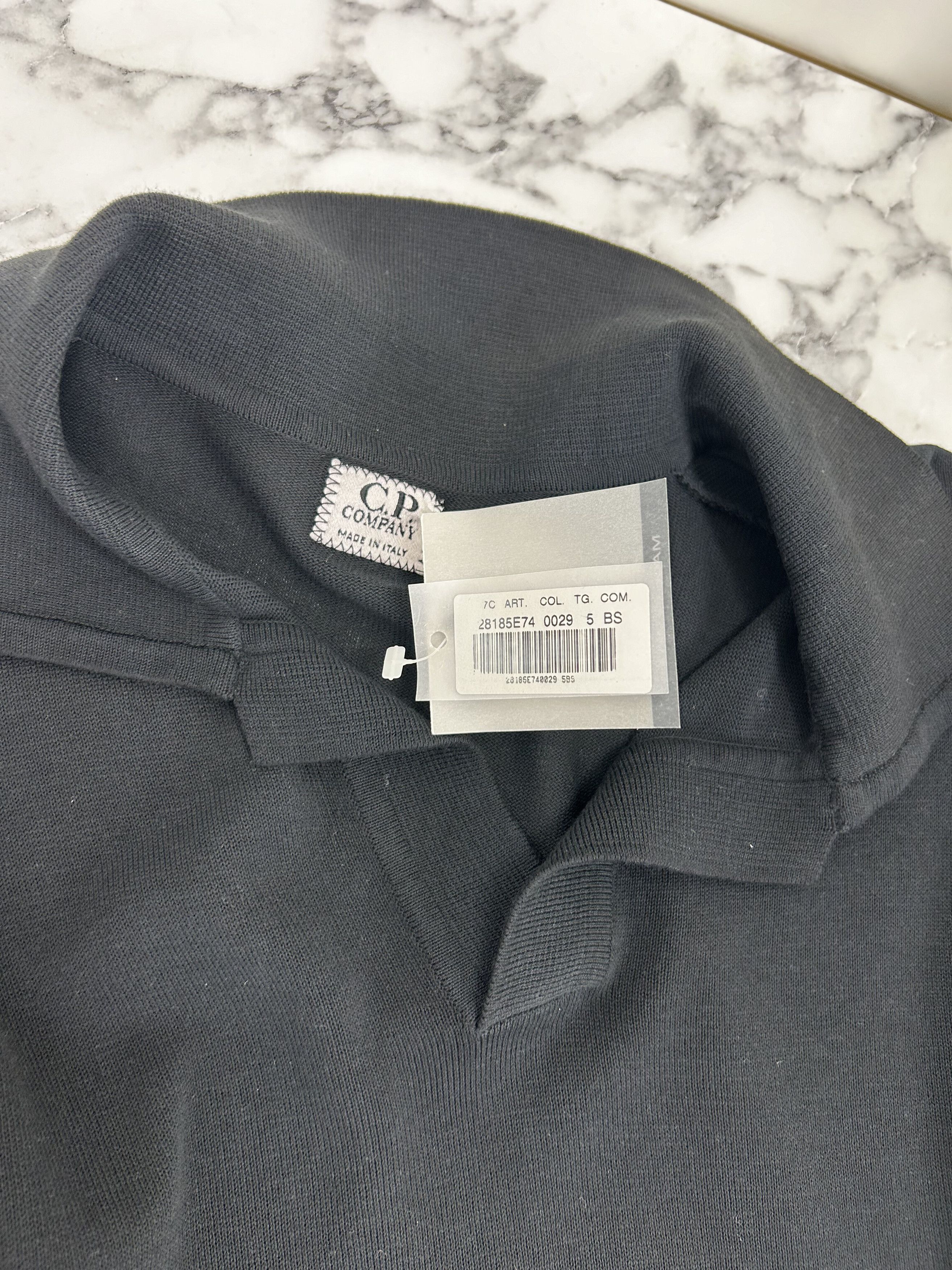 C.P. Company CP Company Black Knitted Cotton Open Neck Polo Shirt Size US XXL / EU 58 / 5 - 4 Thumbnail