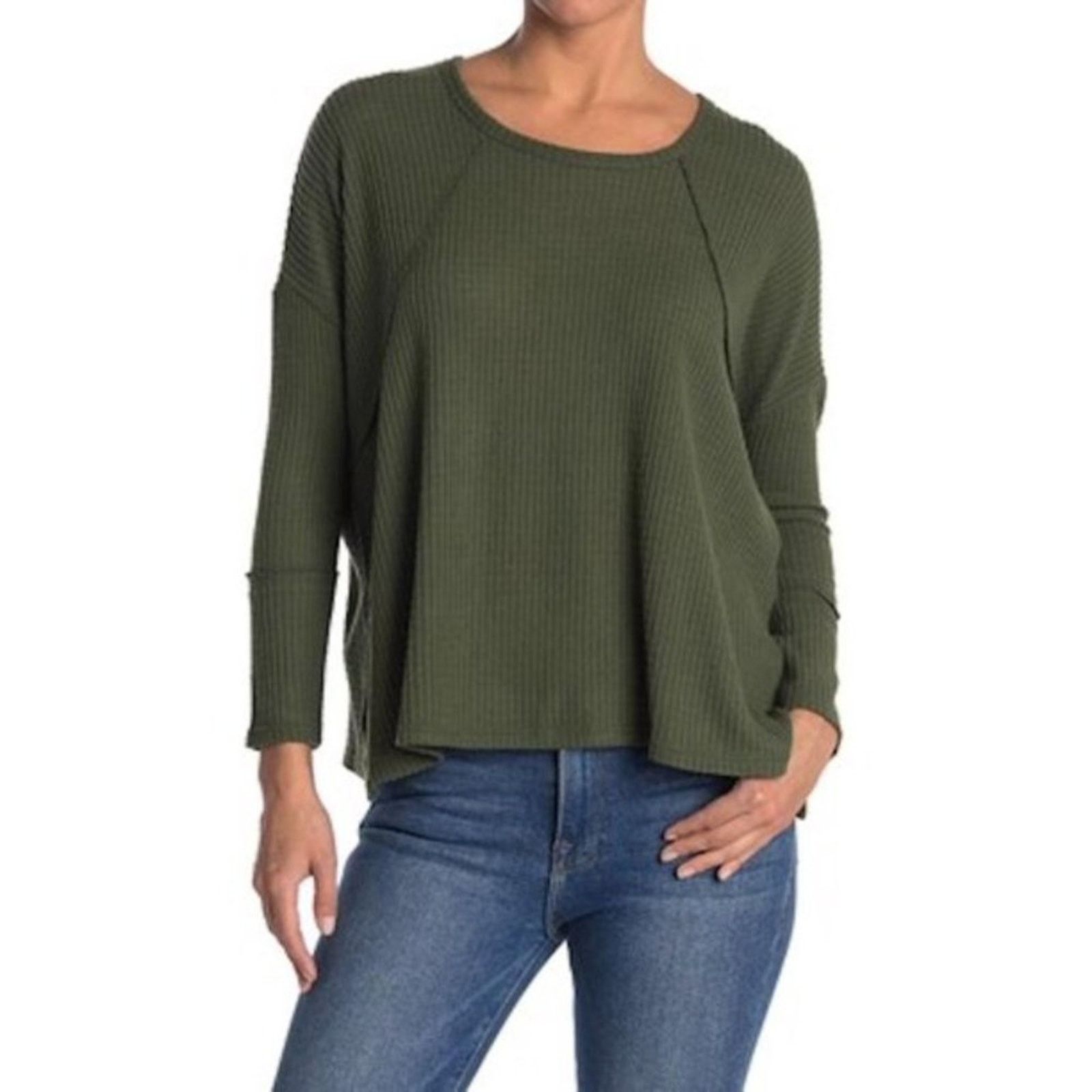Nordstrom FORGOTTEN GRACE Women's Olive 3/4 Sleeve Knit Top Size Small Size S / US 4 / IT 40 - 1 Thumbnail