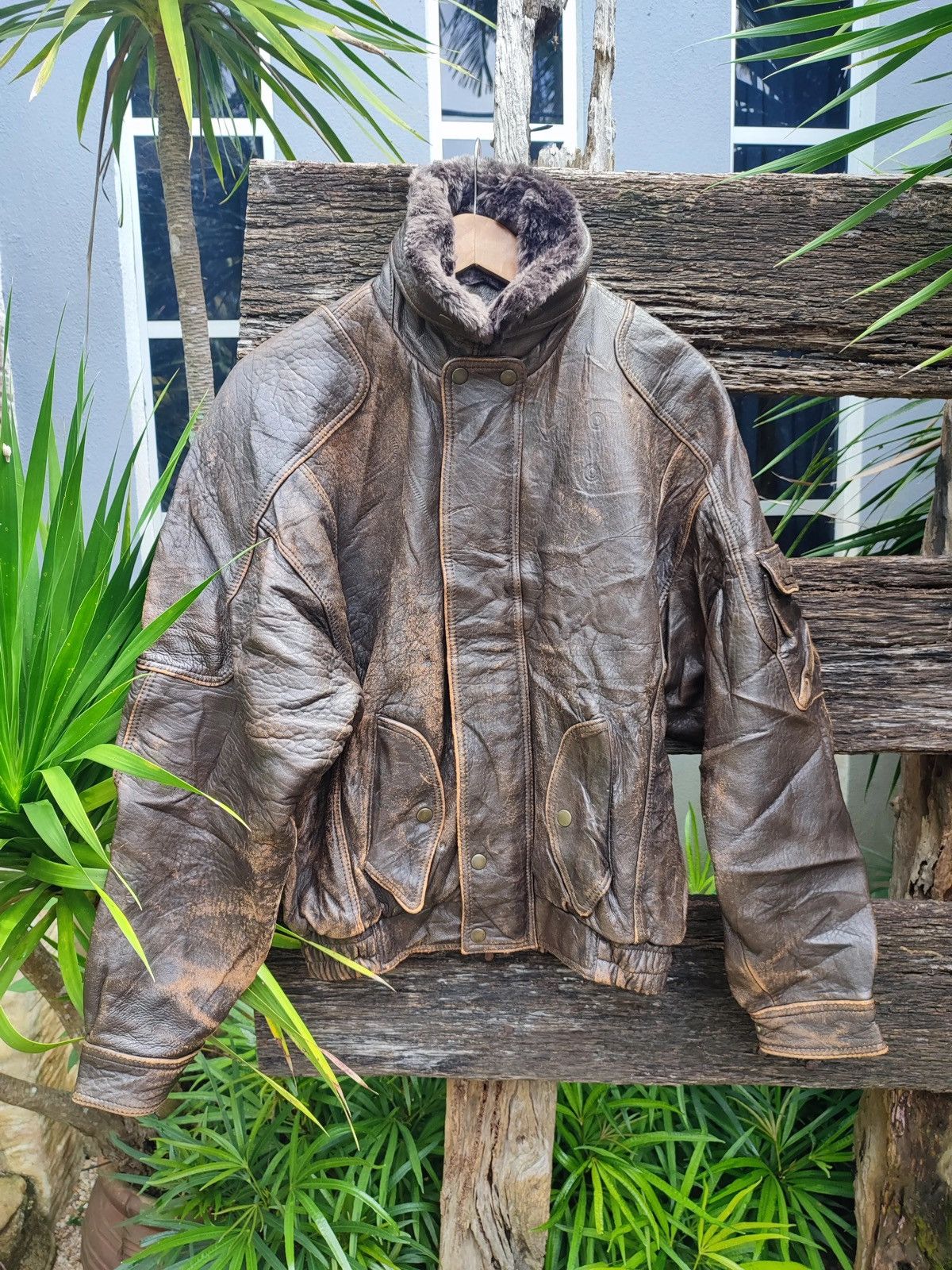 Leather Vintage Korean-Made Faux Leather Bomber Jacket Size US L / EU 52-54 / 3 - 1 Thumbnail