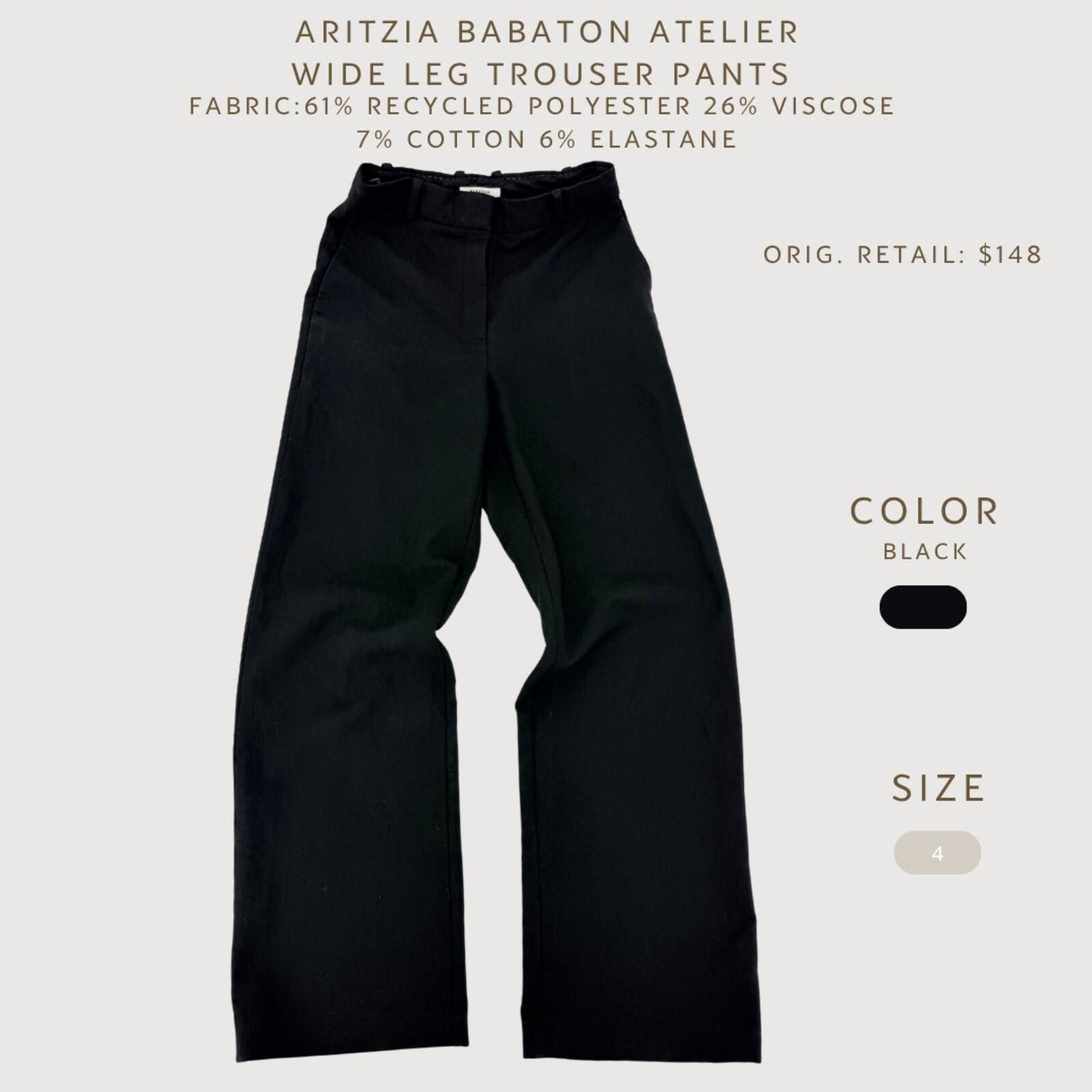 Other Aritzia Babaton Atelier Wide Leg Trouser Pants Black 4 Size 27" / US 4 / IT 40 - 2 Thumbnail