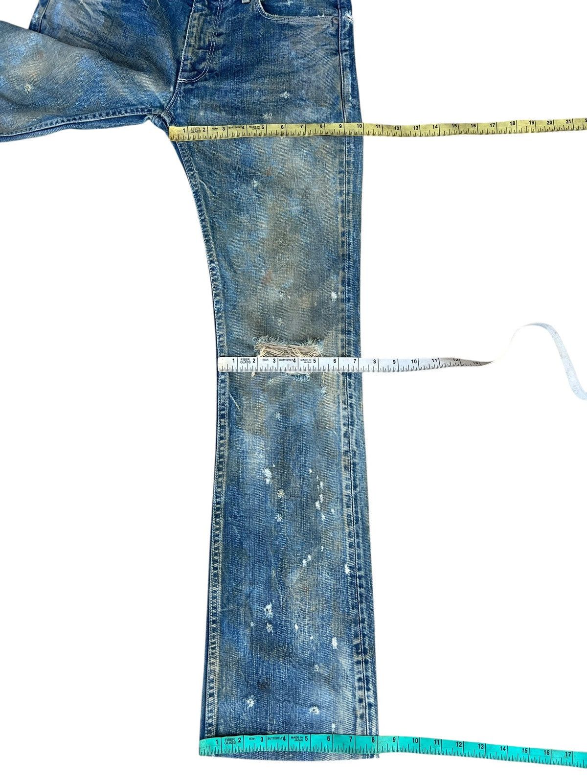 Japanese Brand Dirty Mud Stains Distress Denim Ufin & Sons Flare Jeans Size US 30 / EU 46 - 5 Thumbnail