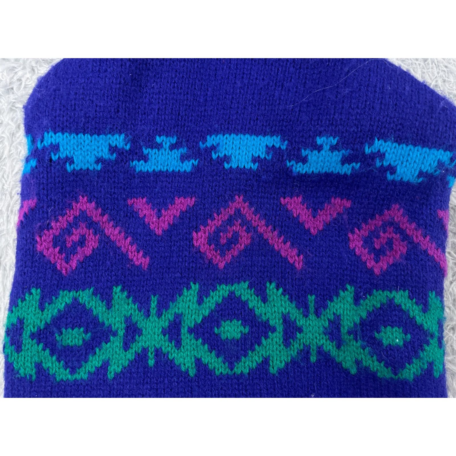 Vintage Beanie Adult One Size Blue Geometric Knit Acrylic Unbranded Unisex Modern Winter Hat Size ONE SIZE - 2 Thumbnail
