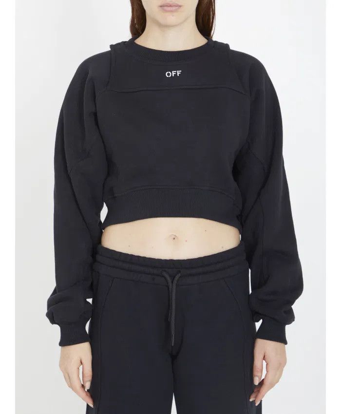 Off-White o1gr1nt0425 Off Stamp Round Crop Crewneck Sweatshirt Black Size XS / US 0-2 / IT 36-38 - 4 Thumbnail