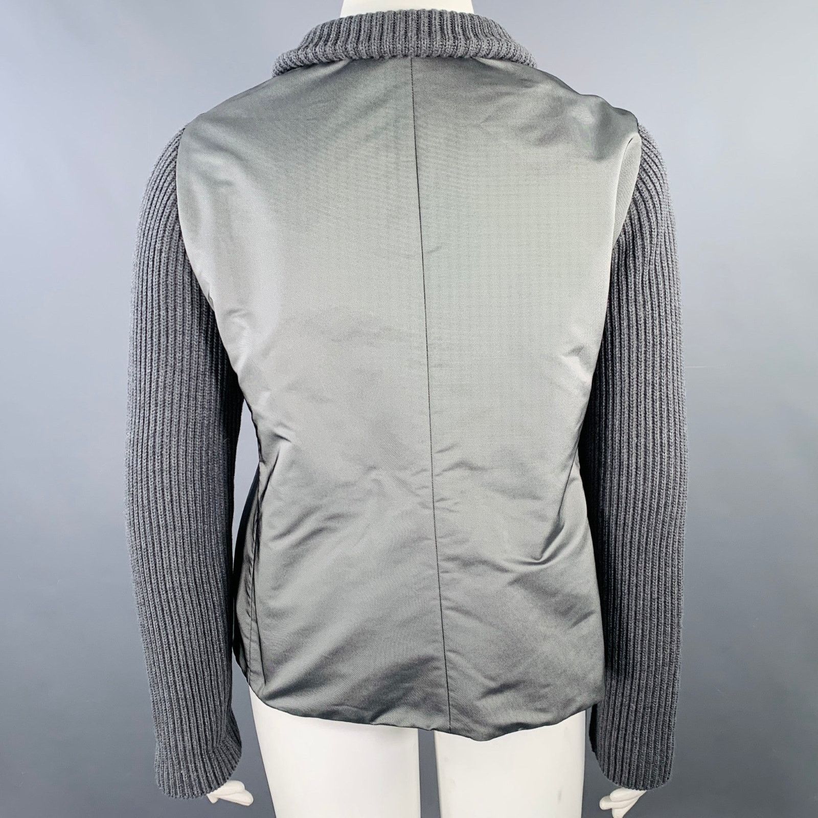 Akris AKRIS Size 14 Grey Polyester Blend Knit Double Zipper Jacket Size XL / US 12-14 / IT 48-50 - 3 Thumbnail