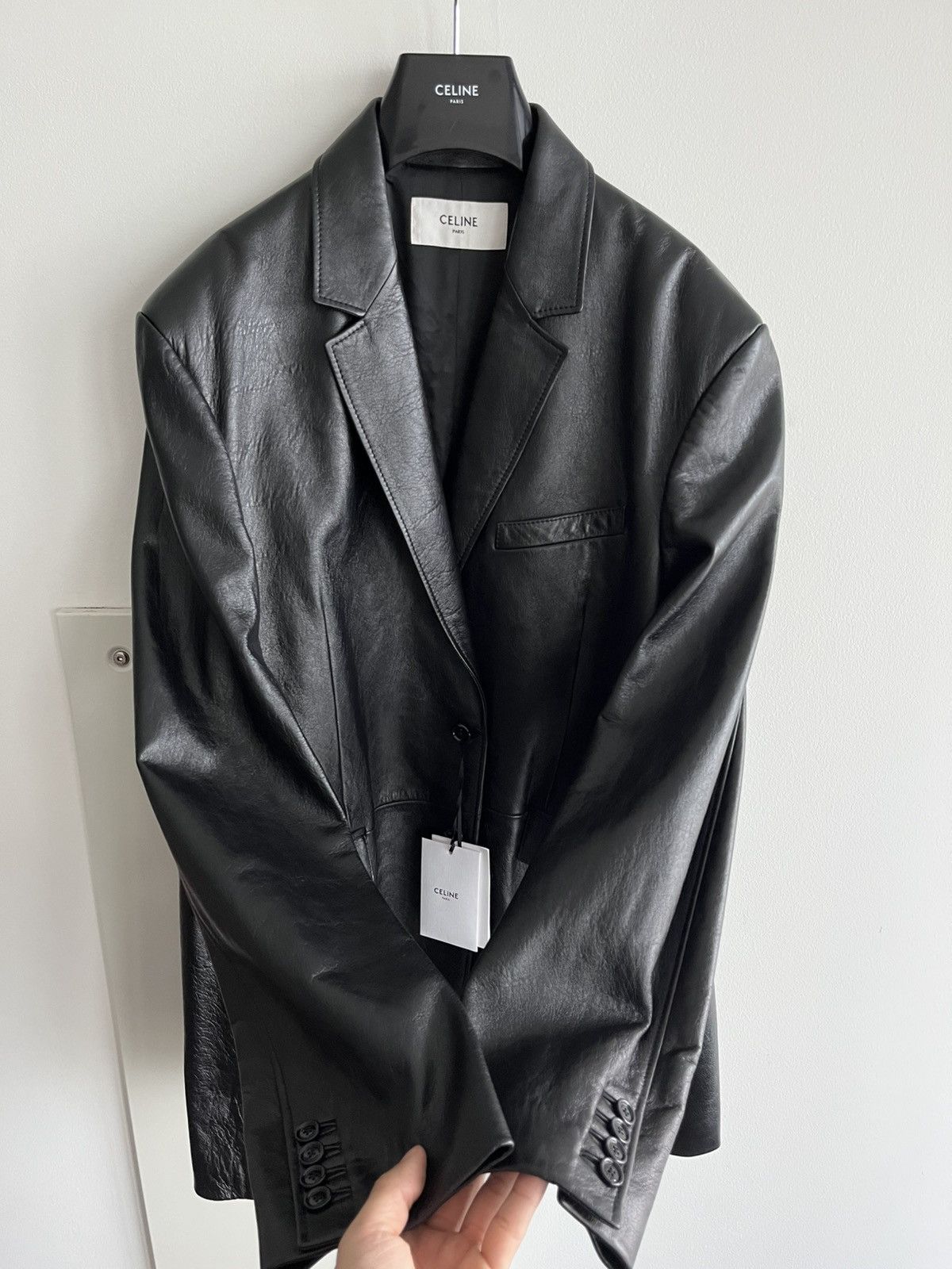 Celine × Hedi Slimane $6k Value Celine Paris Leather Blazer by Hedi Slimane Size 54R - 1 Thumbnail