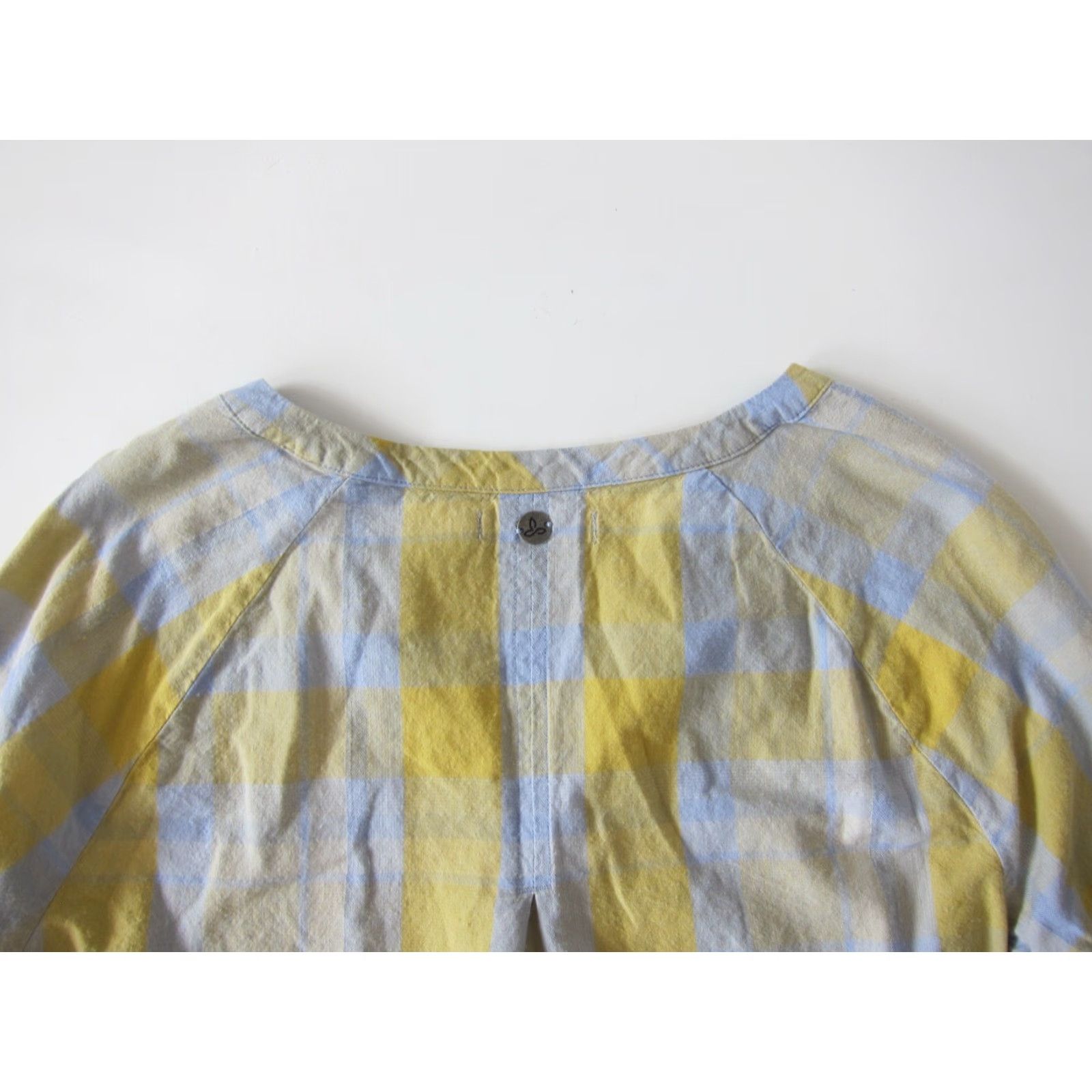 Prana prAna 100% Cotton Yellow Grey Plaid V-Neck Long Sleeve Tunic Blouse M Size M / US 6-8 / IT 42-44 - 5 Thumbnail