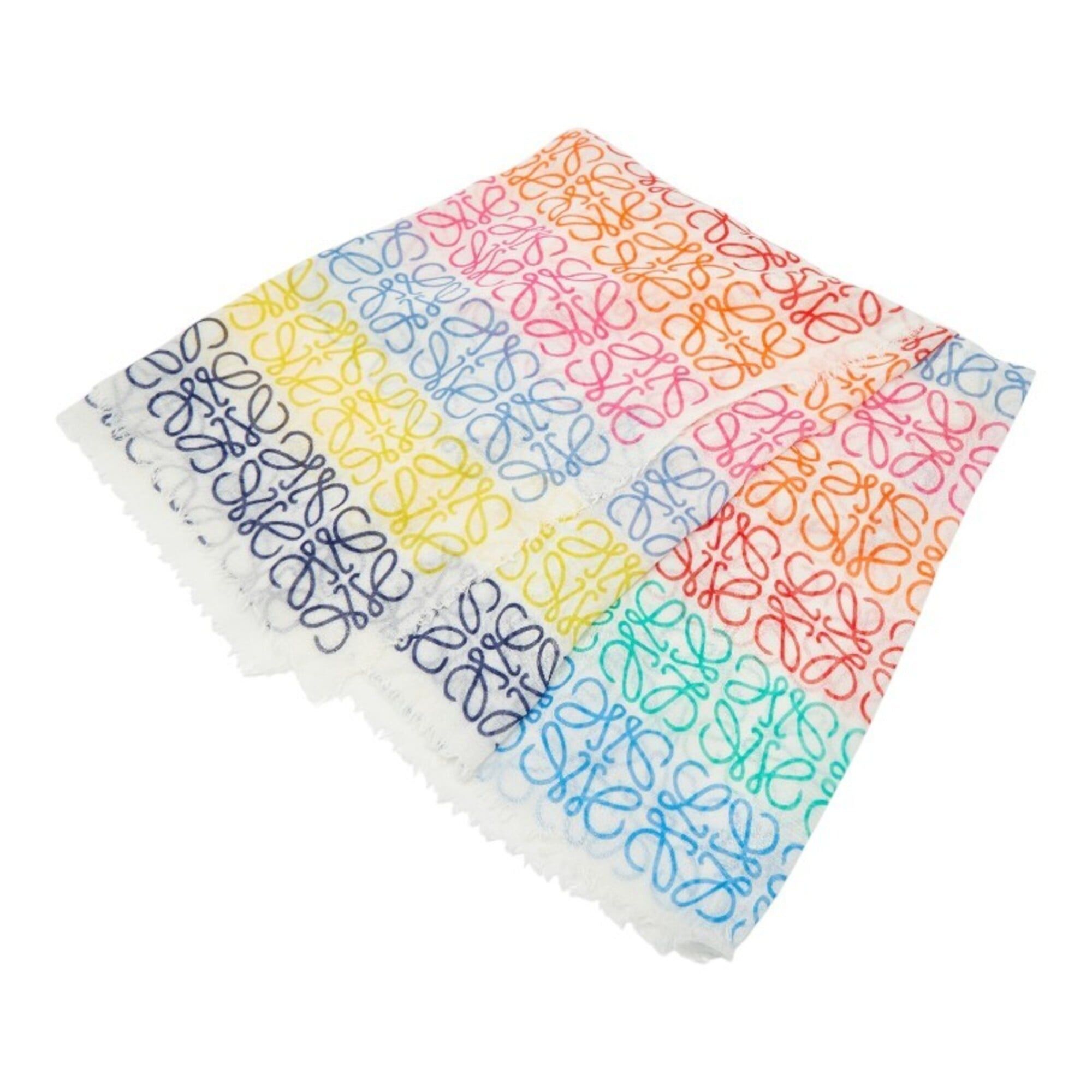 Loewe Loewe Anagram Stole, White Multicolor, Silk, Wool, Cashmere, Women's LOEWE Size ONE SIZE - 1 Thumbnail