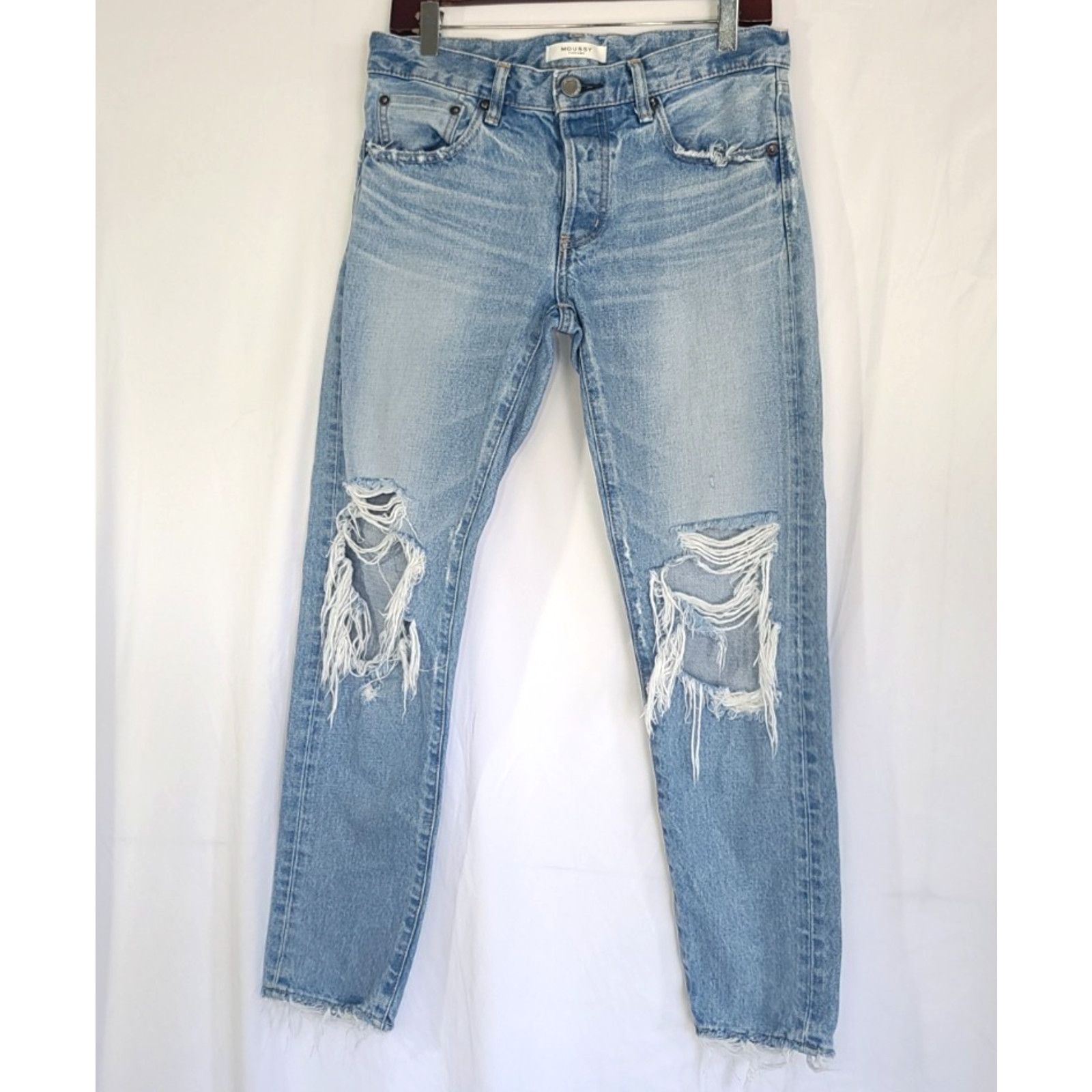 MOUSSY Moussy Vintage Womens May Tapered Destroyed Jeans Blue 27 Size 27" / US 4 / IT 40 - 3 Thumbnail