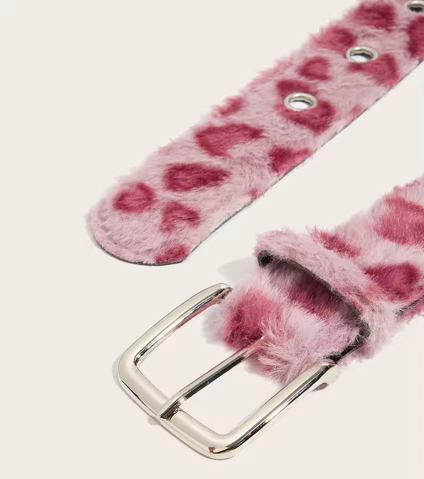 Japanese Brand Y2K Grunge Fluffy Fur Leopard Print Grommet Belt Size ONE SIZE - 5 Thumbnail