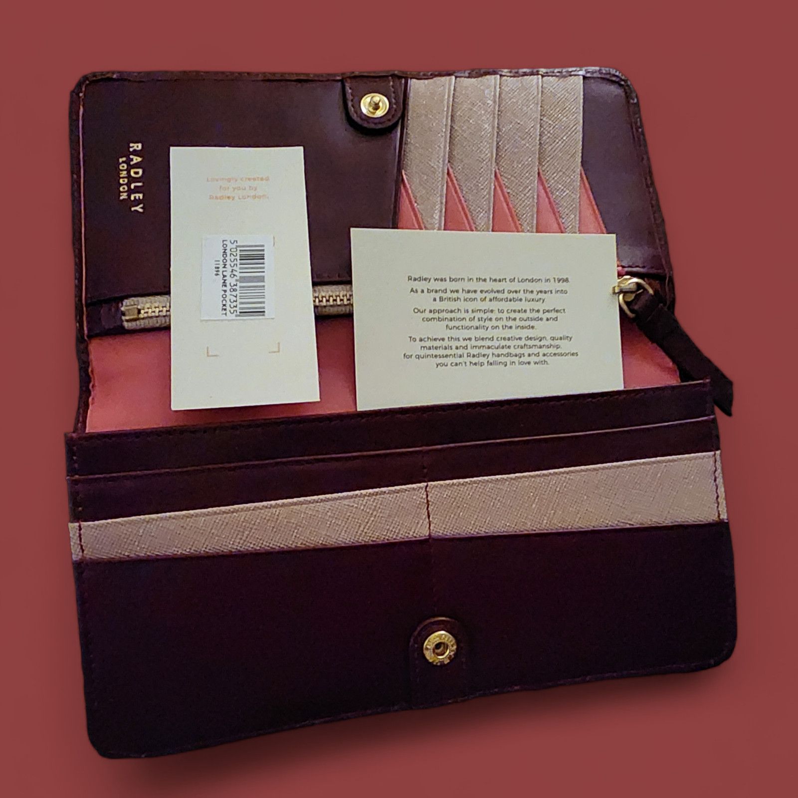 Unknown London Radley London LUXURY brand burgandy leather bi-fold wallet Size ONE SIZE - 5 Thumbnail