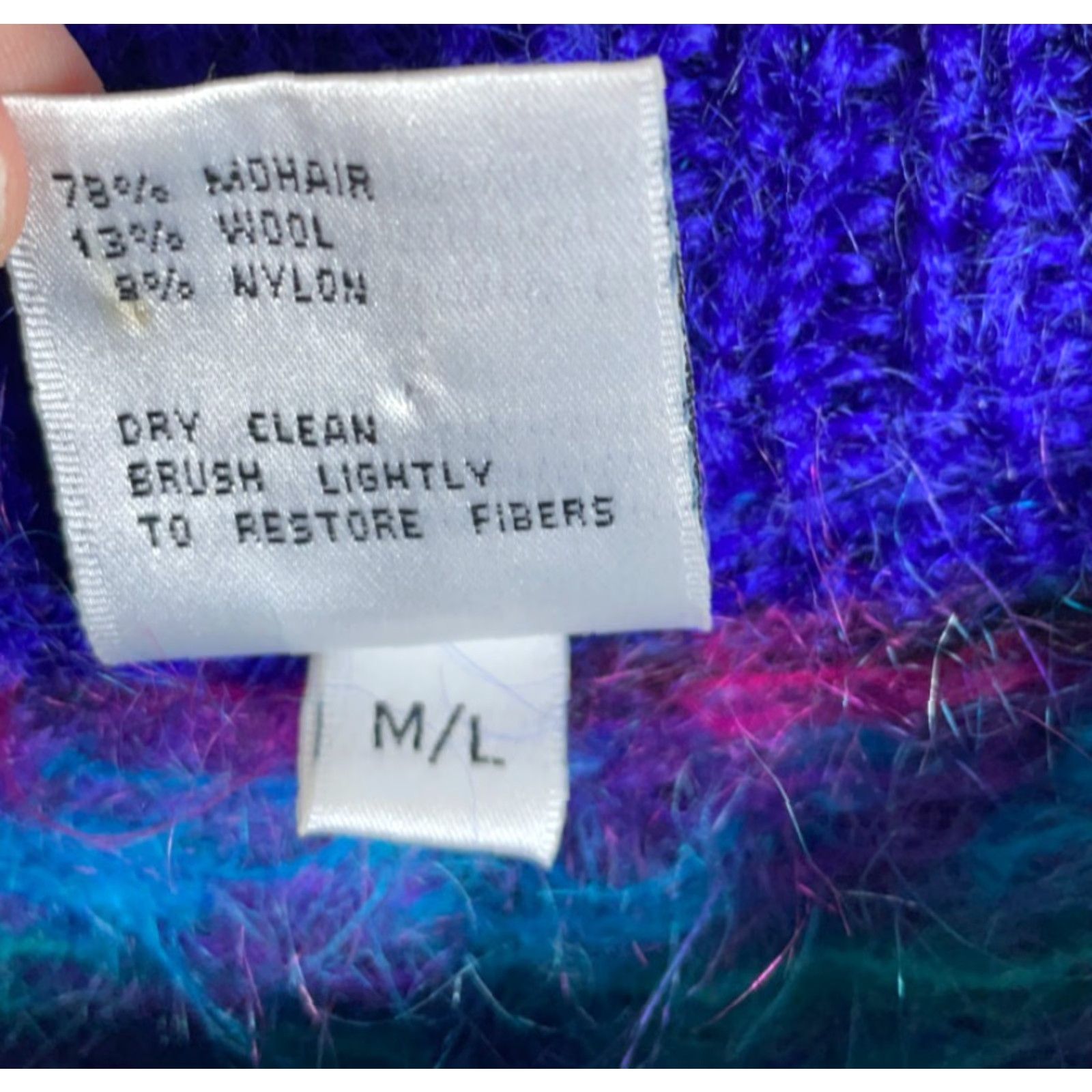 Vintage VINTAGE Icelandic Design Cardigan Sweater Geometric Blue Heavyweight Mohair Blend Long Sleeve Crew Neck Women M Size M / US 6-8 / IT 42-44 - 4 Thumbnail