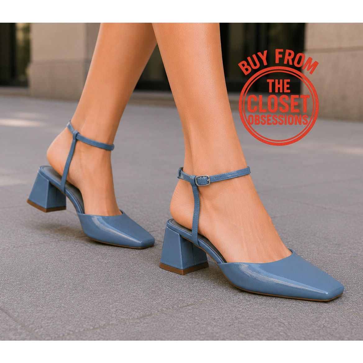 Zara Zara Blue Square Toe Slingback Block Heels NWT Size US 7.5 / IT 37.5 - 3 Thumbnail
