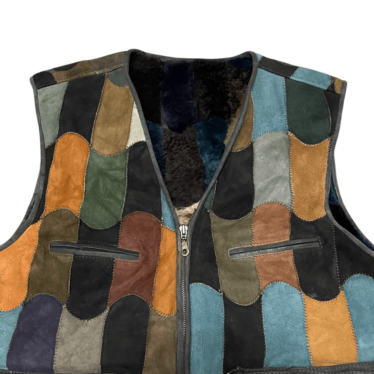 Other Vintage Patch Work Leather Vest Shearling Size US M / EU 48-50 / 2 - 2 Thumbnail