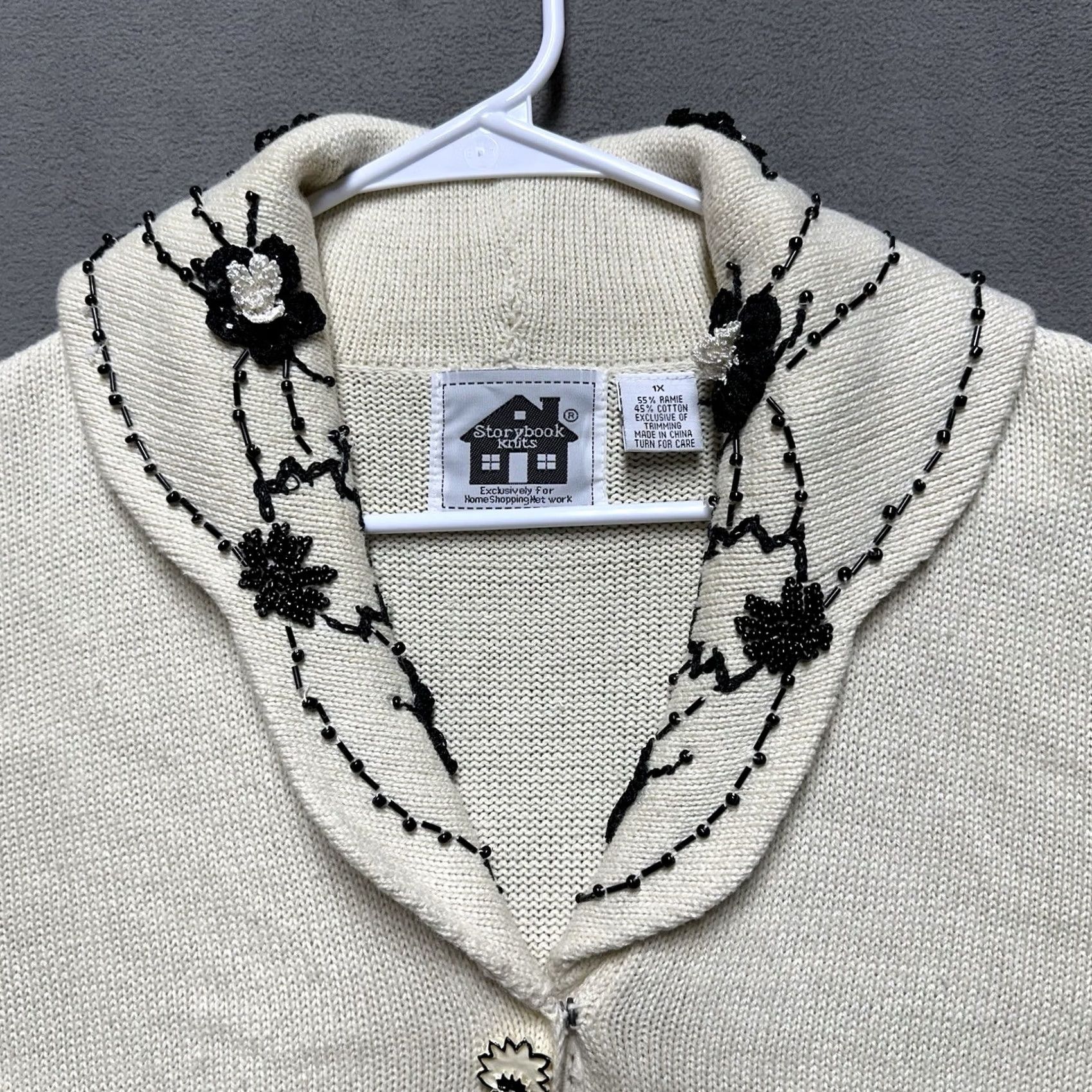 Vintage VINTAGE Storybook Knits Sweater Women 1X Long Floral Cardigan Open Front Ivory Forever Famous Size XL / US 12-14 / IT 48-50 - 5 Thumbnail