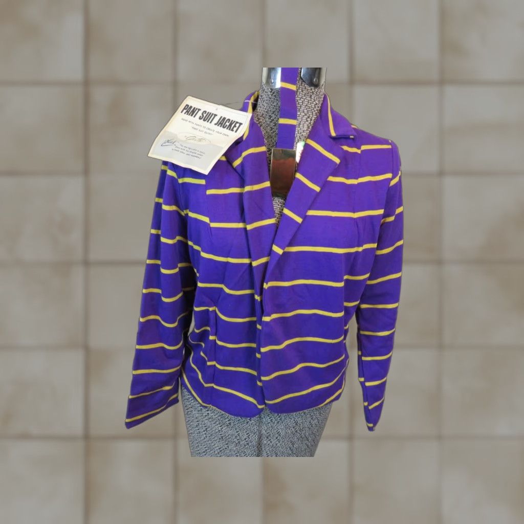 Vintage NOS Glentex Vintage Shirt Small Purple Yellow stripe LSU Tigers union made Size S / US 4 / IT 40 - 1 Thumbnail