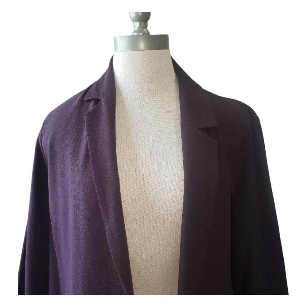 Eileen Fisher CT1614 Eileen Fisher Deep Plum Open Jacket M Size M / US 6-8 / IT 42-44 - 2 Thumbnail