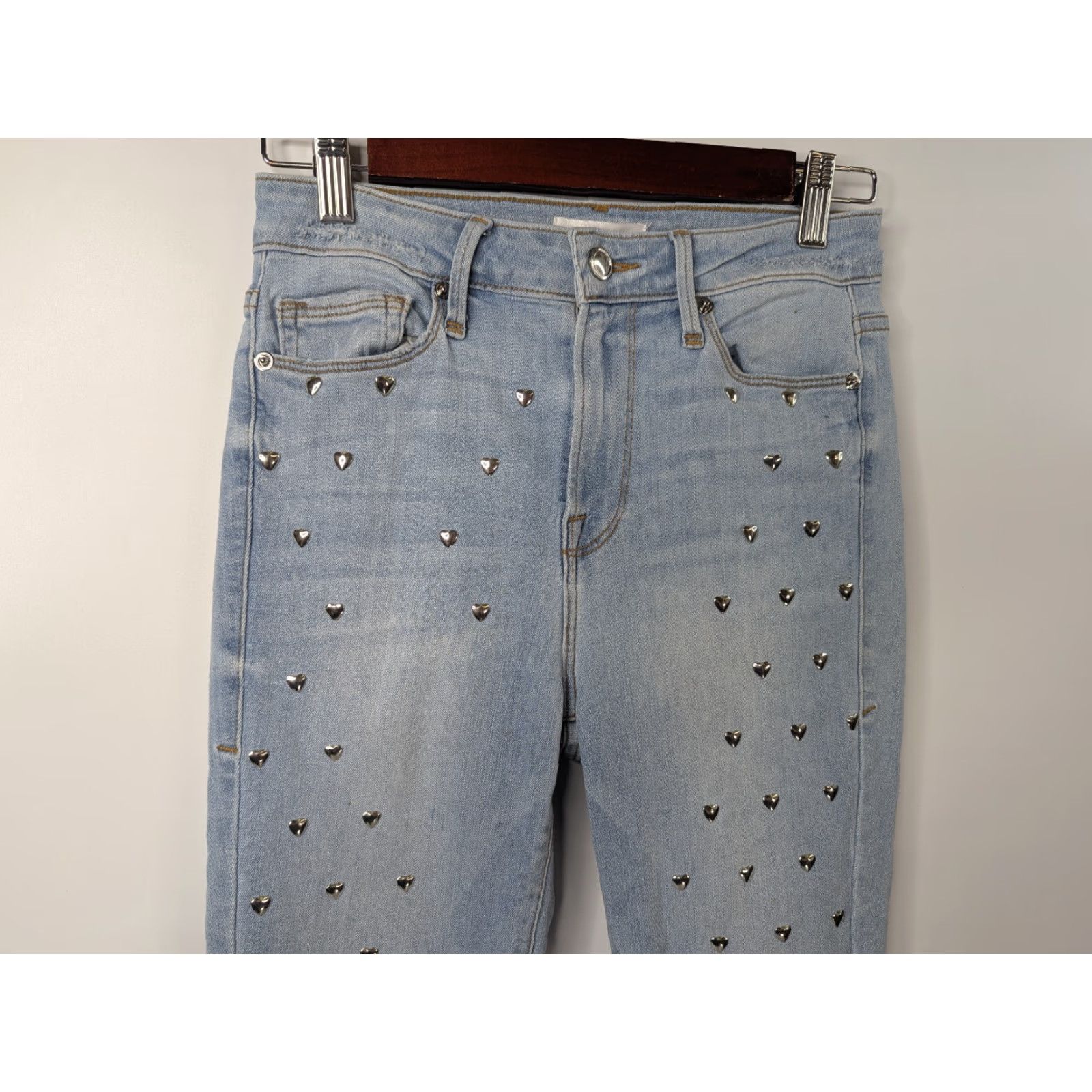 Good American VINTAGE Good American Good Legs Jeans Cropped 4/27 Cropped Jeans Heart Studded Blue GLC899C Womens Skinny Ankle Size 4/27 Size 27" / US 4 / IT 40 - 2 Thumbnail