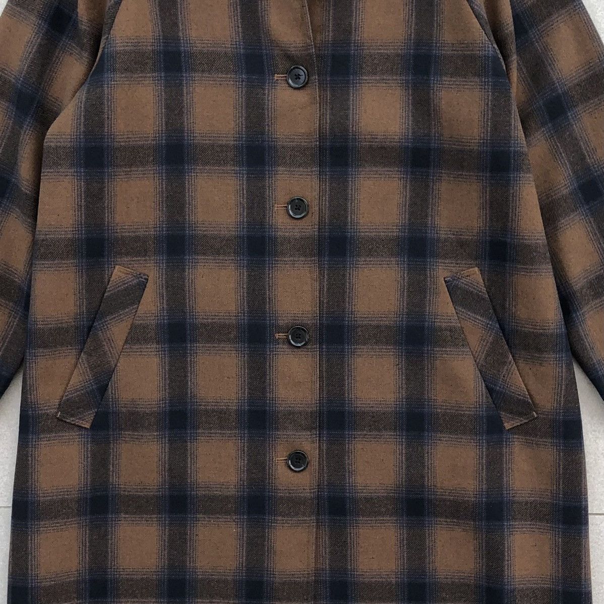 GU Japanese Brand GU Check Bal Collar Coat Winter Jacket Size US XL / EU 56 / 4 - 7 Thumbnail