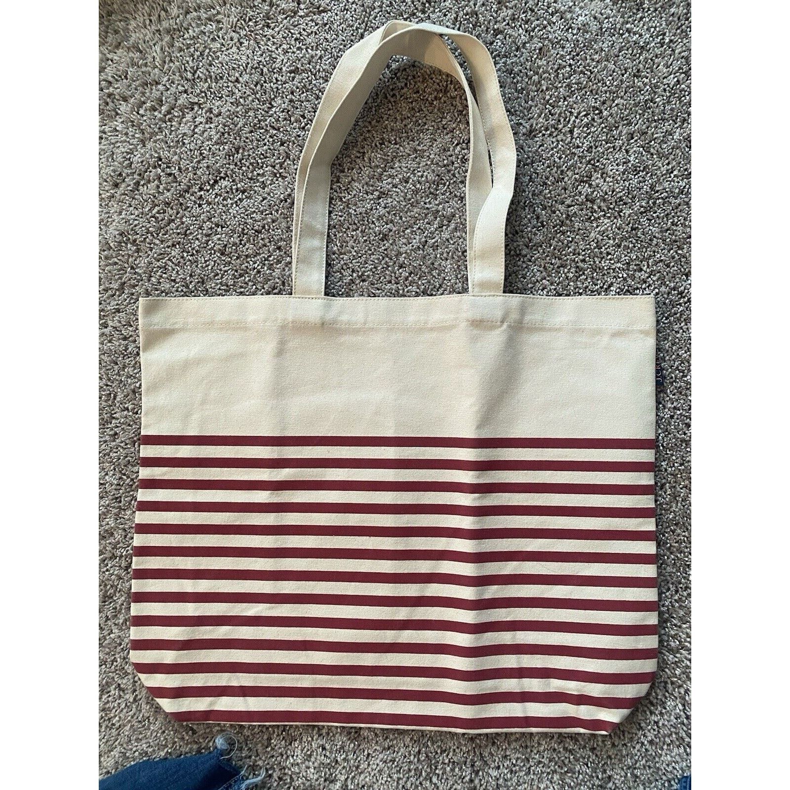 J.Crew J Crew Tote/Travel Adult Canvas Striped Burgundy Stripe Lj Size ONE SIZE - 1 Thumbnail