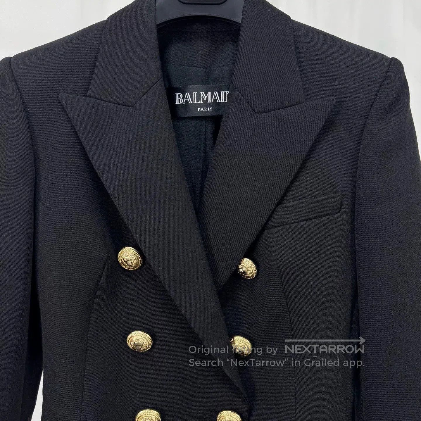 Balmain black wool shoulder pad blazer by Balmain. Size US S / EU 44-46 / 1 - 3 Thumbnail