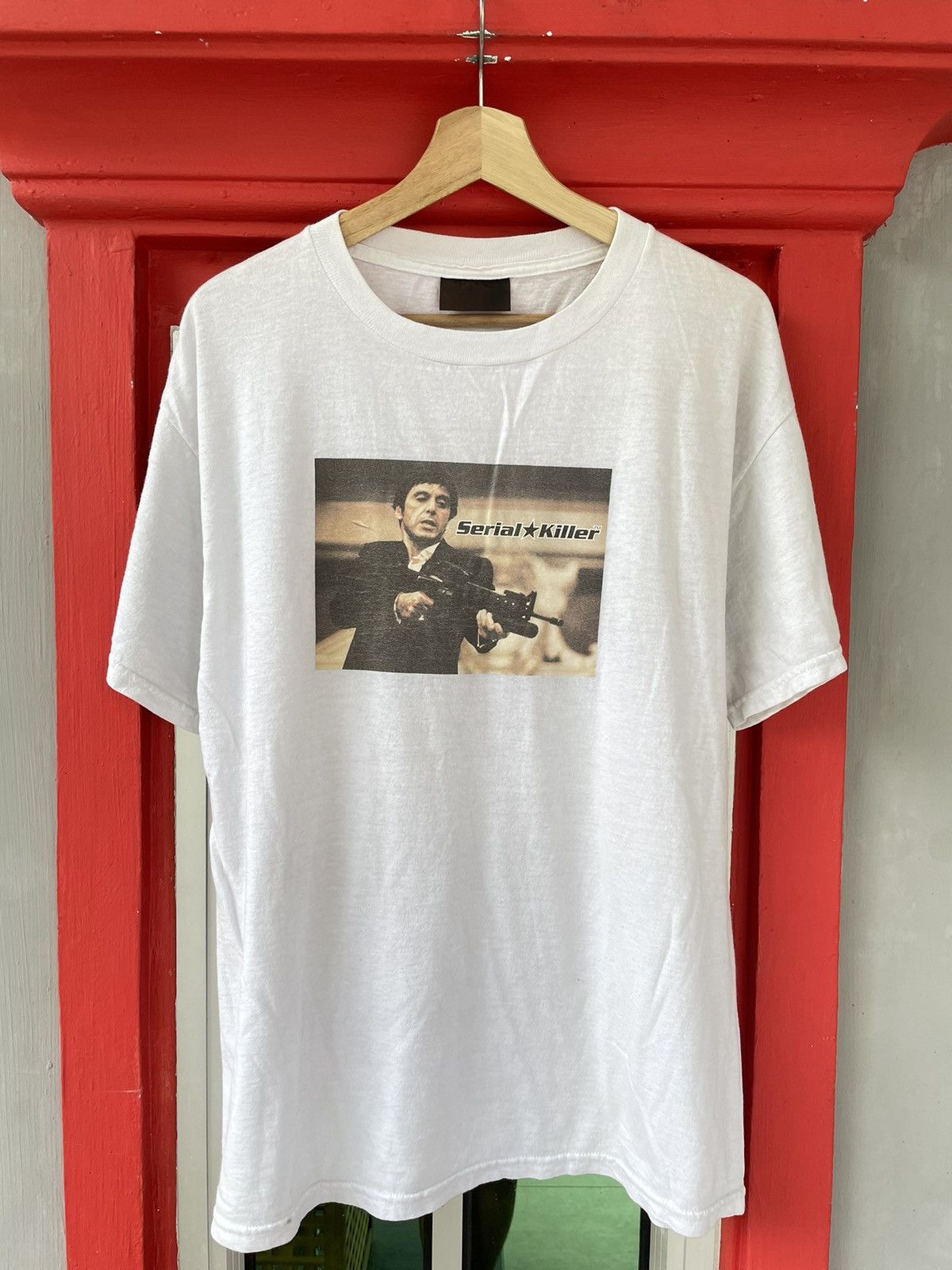 image of Sex Skateboards x Skategang Vintage 90's Serial Killer Scarface Parody Movie Tshirt in White (Size 