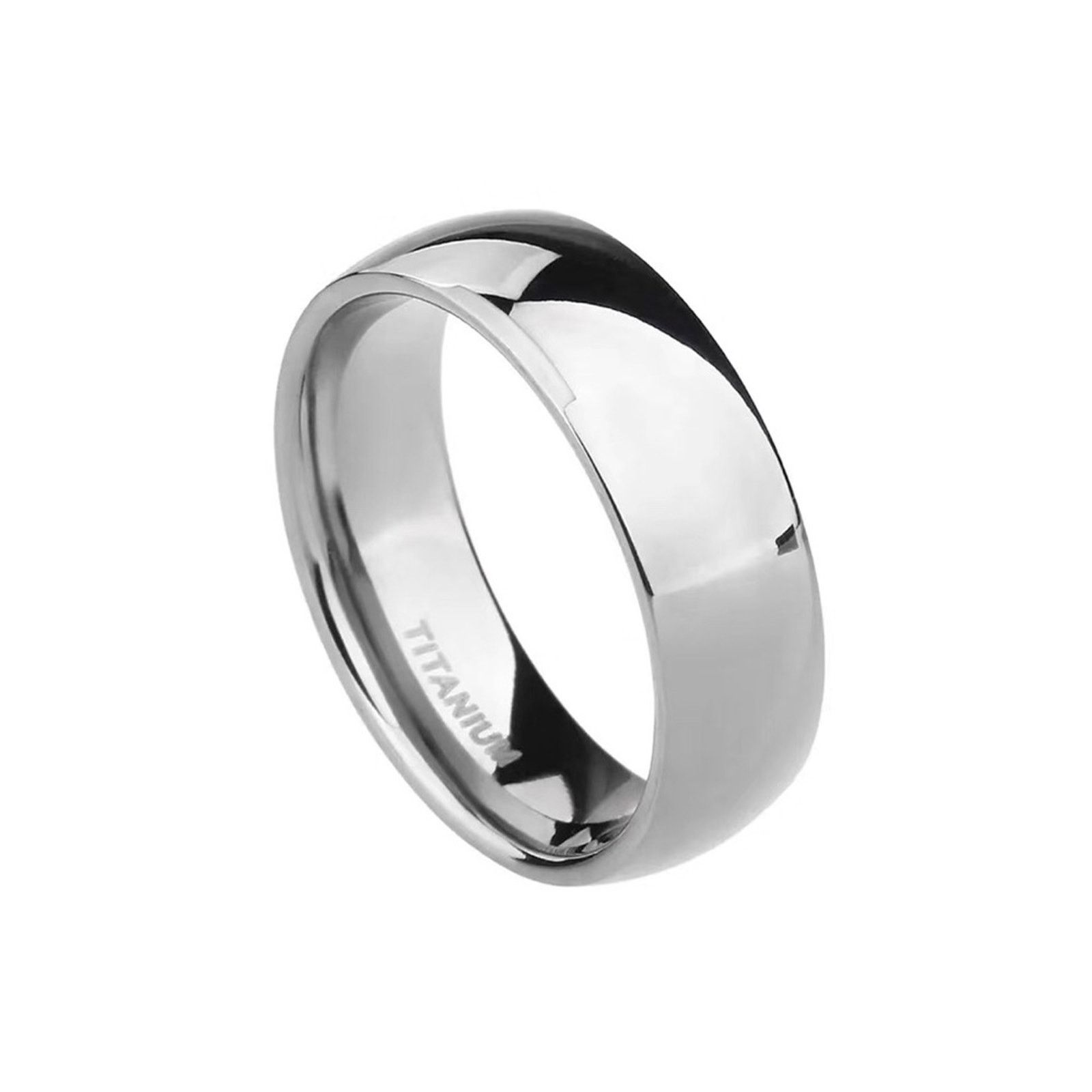 Jewelry Men’s 6mm polished Titanium comfort band wedding ring NIB 11 Size ONE SIZE - 1 Thumbnail