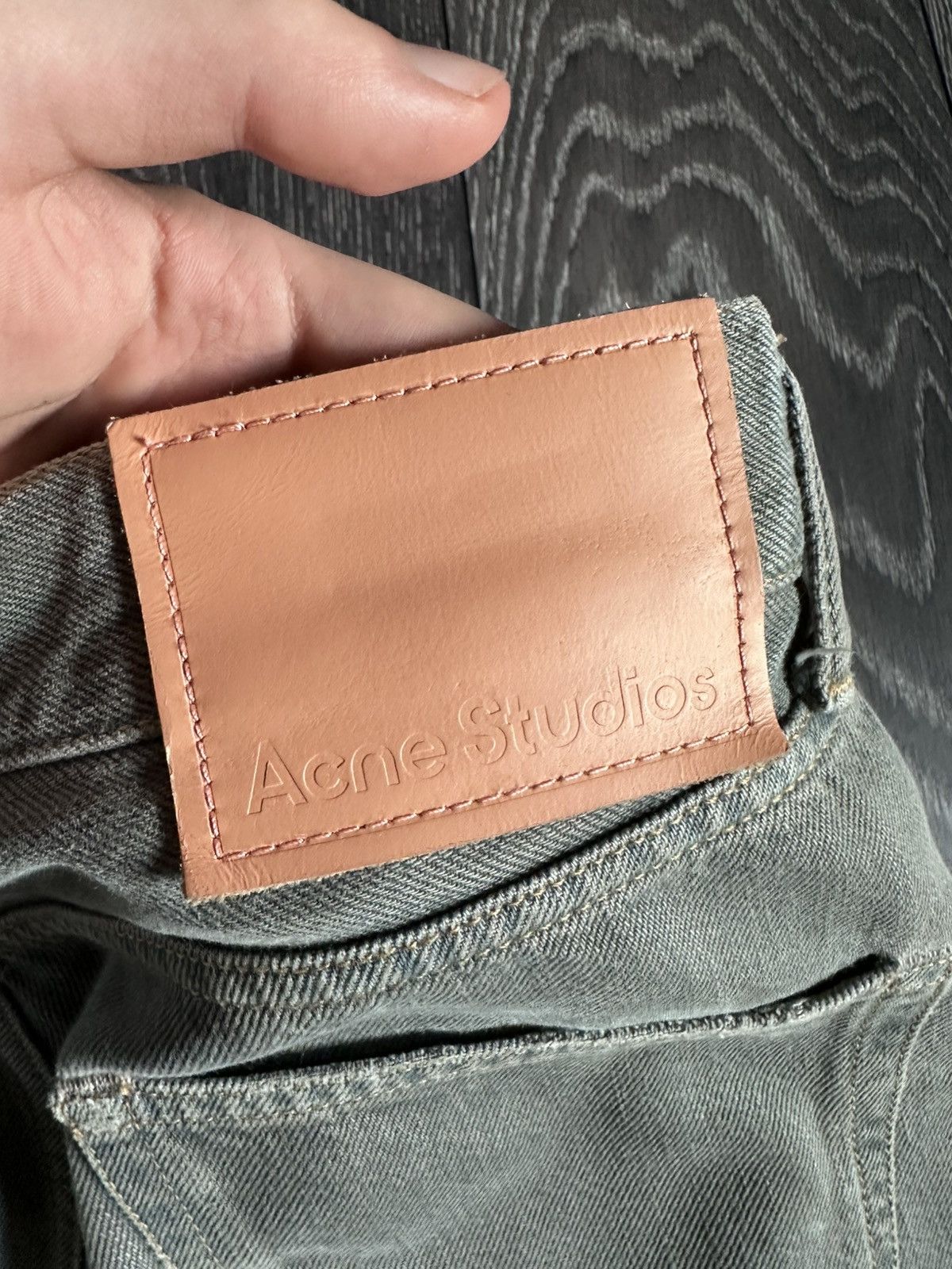acne studios 1992m desert dust destroyed flared jeans