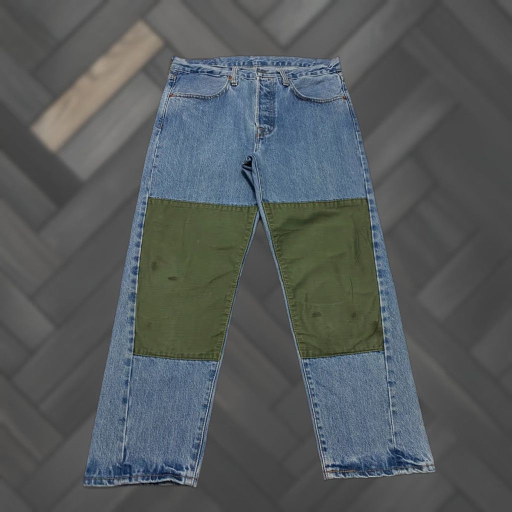 Levi's Levi's Jeans Drop Crop Patch Tapered Jeans Men's 31 Blue/Green Button Fly Size US 31 - 1 Thumbnail