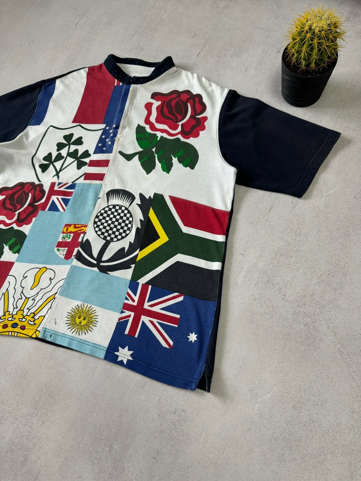 Cotton Traders × Vintage Cotton Traders Multi Flag Rugby Polo Shirt World Cup England Size US XXL / EU 58 / 5 - 2 Thumbnail