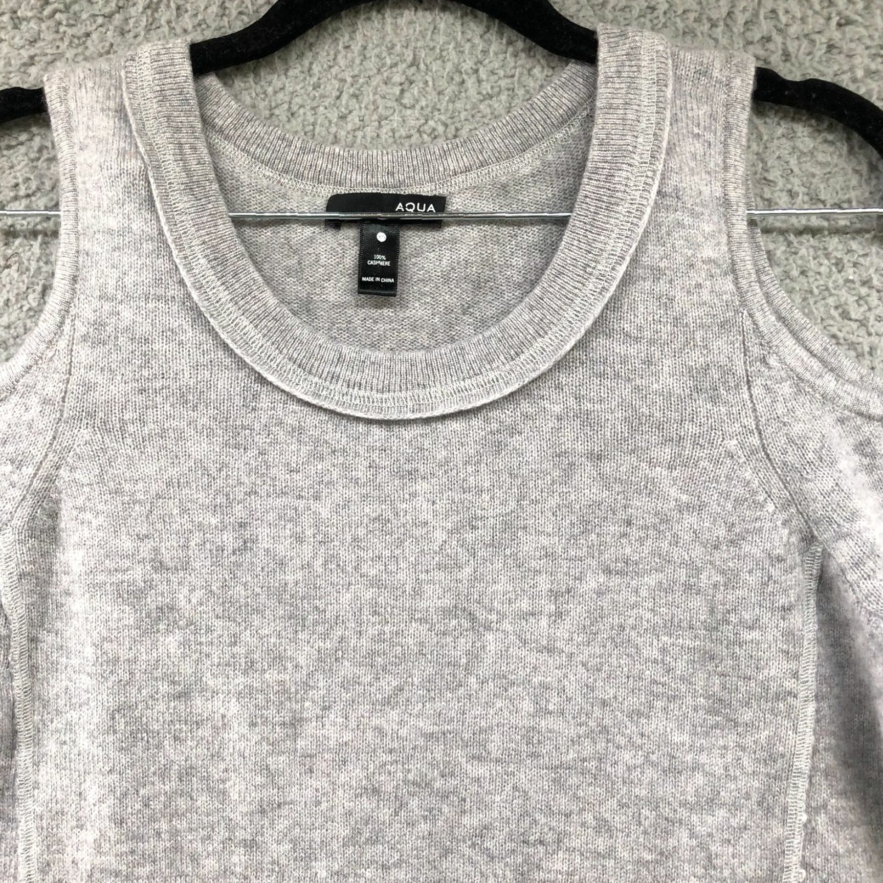 AQUA Aqua Sweater Womens XS Gray Cold Shoulder Crewneck 100% Cashmere Pullover Vintage? No Size XS / US 0-2 / IT 36-38 - 3 Thumbnail
