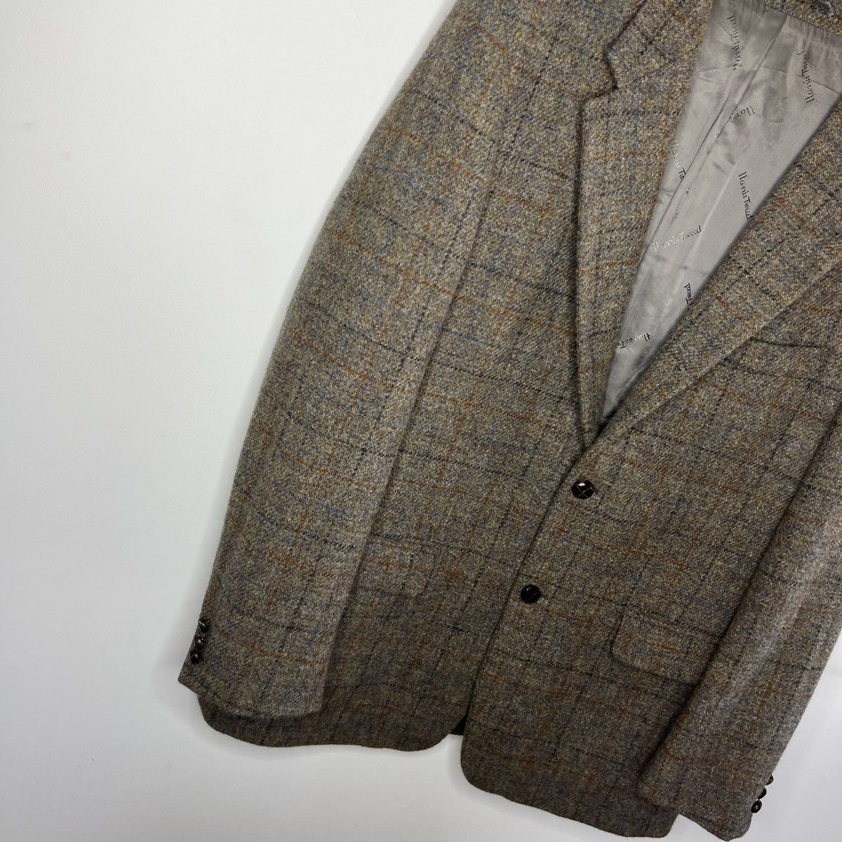 Harris Tweed Vtg Harris Tweed Brown Beige Coat WOOL Jacket Blazer 44 R Size 44R - 3 Thumbnail