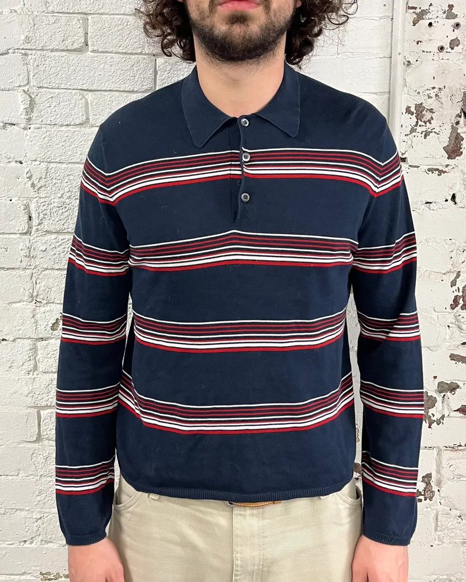 Prada 2000s Prada Navy Red & White Striped Polo Size US M / EU 48-50 / 2 - 2 Thumbnail