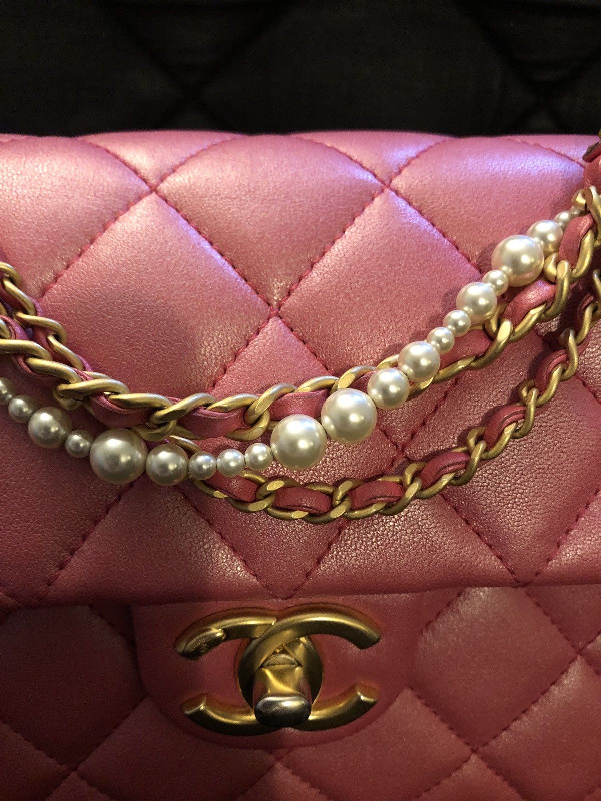 Chanel Chanel Flap Bag Crossbody with Faux Pearl Chain Detail Size ONE SIZE - 12 Thumbnail