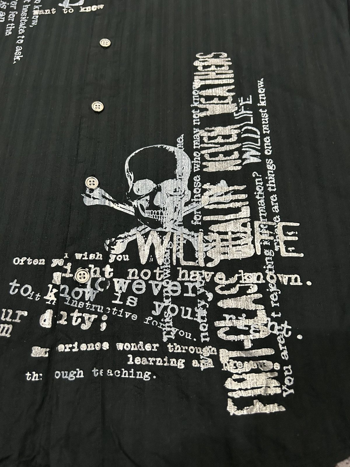 If Six Was Nine Wild Life Poem Cross Skull Long Button Shirt Size US L / EU 52-54 / 3 - 4 Thumbnail