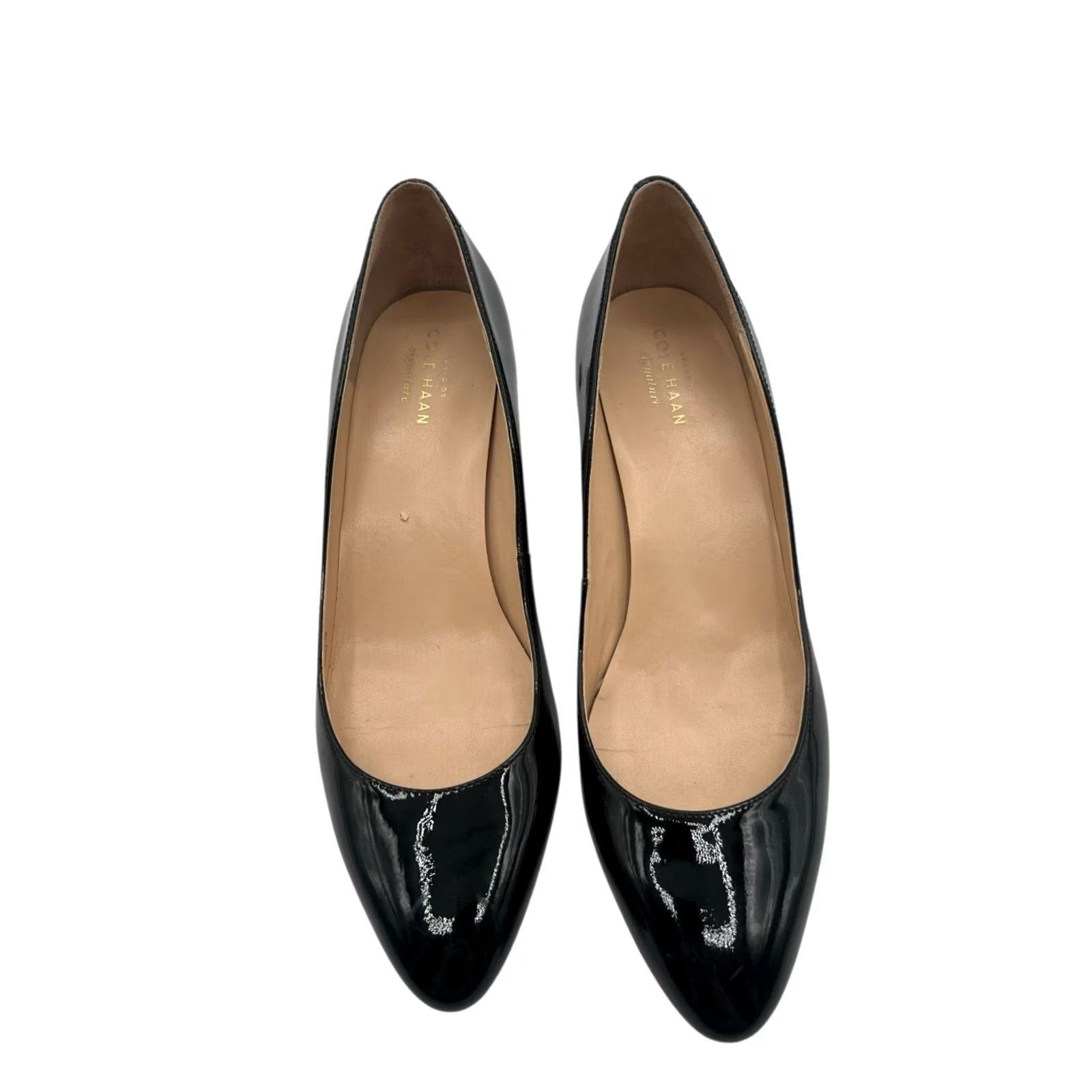 Cole Haan Cole Haan Women's Patent Leather Black Bethany Wedge Heels Sz 9 B Medium Cushioned Leather Lining Slip On Closed Toe Classic Logo Heel Women Size US 9 / IT 39 - 4 Thumbnail
