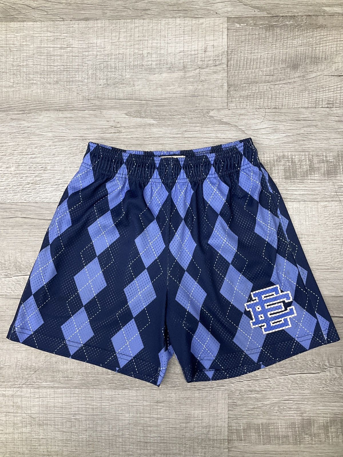 image of Eric Emanuel Ee Basic Mesh Shorts Navy Caro Argyle in Blue, Men's (Size 26)