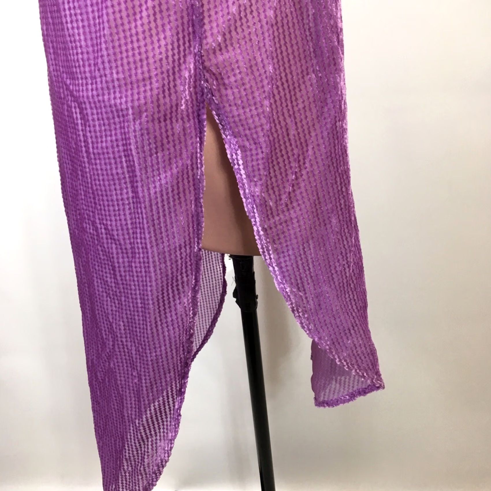 Anthropologie VINTAGE Anthropologie Akemi + Kin Purple Velvet Duster Tunic Dress S Womens Midi Button Sheer WV Size S / US 4 / IT 40 - 6 Thumbnail