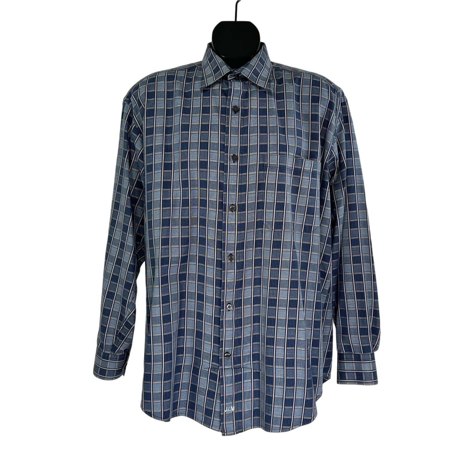 Johnston & Murphy Johnston & Murphy Button Up Shirt Check Stripes Blue Cotton Size US L / EU 52-54 / 3 - 1 Thumbnail