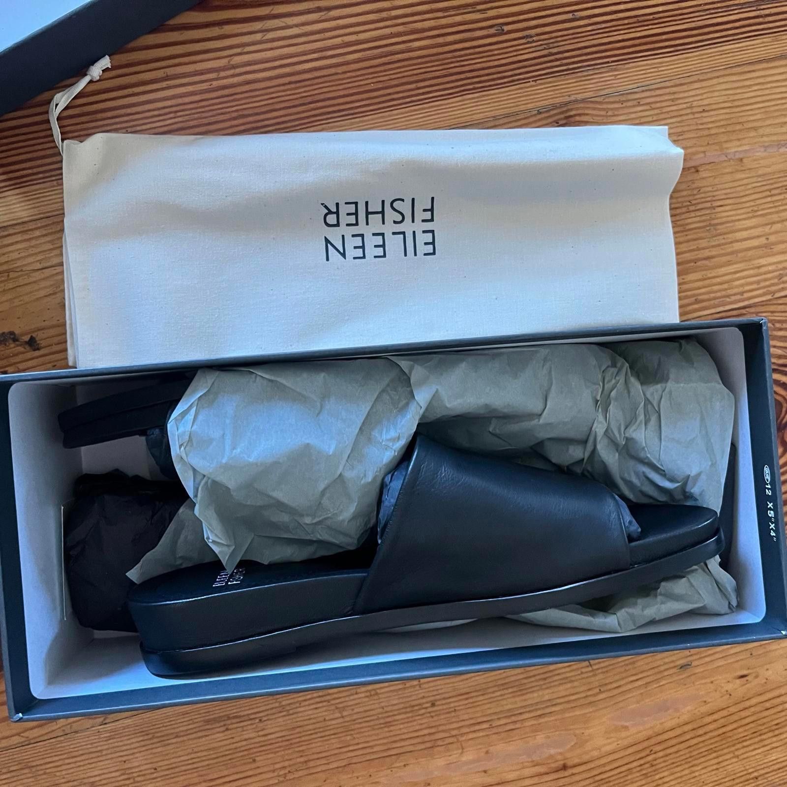Eileen Fisher NIB - 8M - Women-Eileen Fisher Soft Napa Black Slide Sandals Size US 8 / IT 38 - 2 Thumbnail