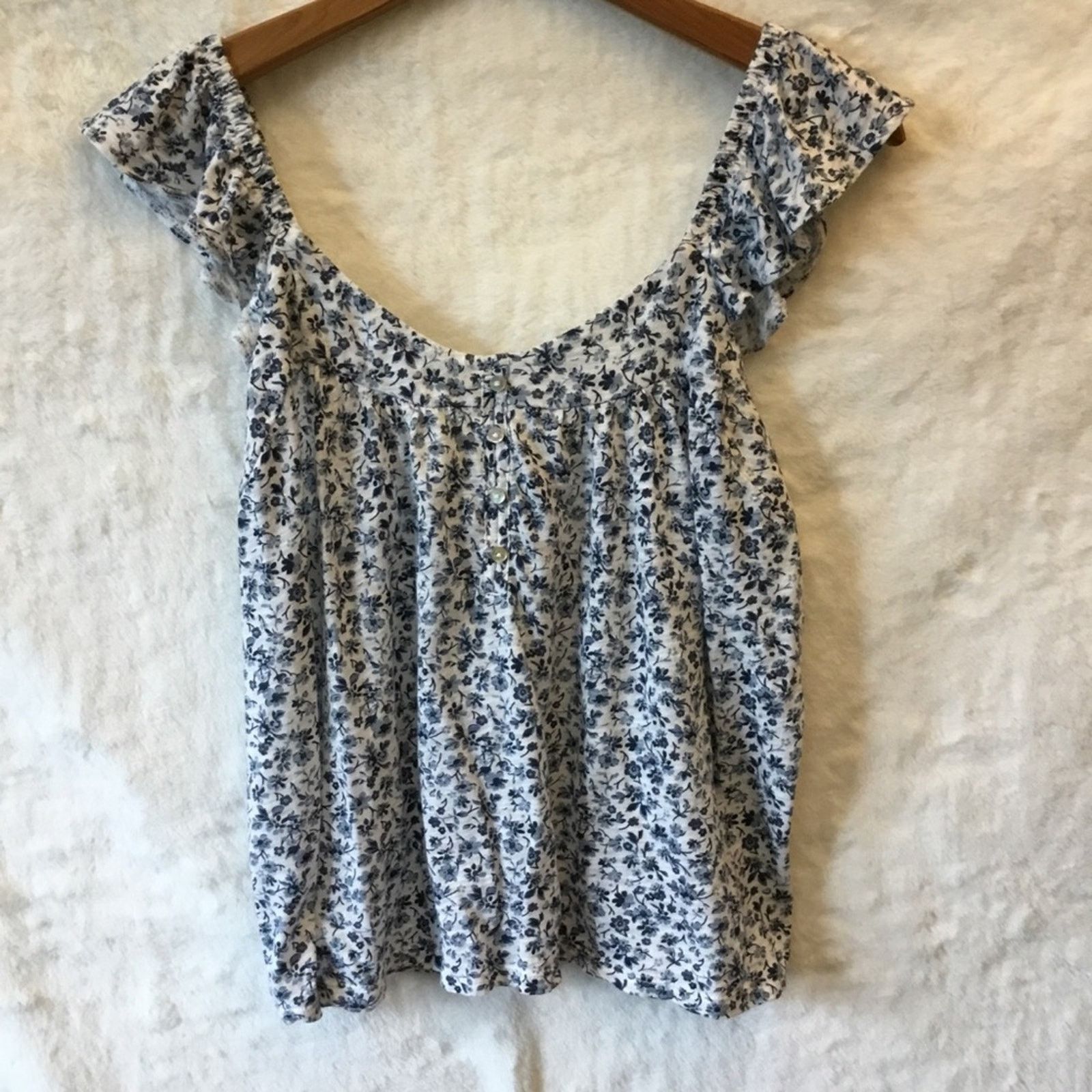 Lucky Brand Lucky Brand Blue Floral Tank Top Size M / US 6-8 / IT 42-44 - 2 Thumbnail