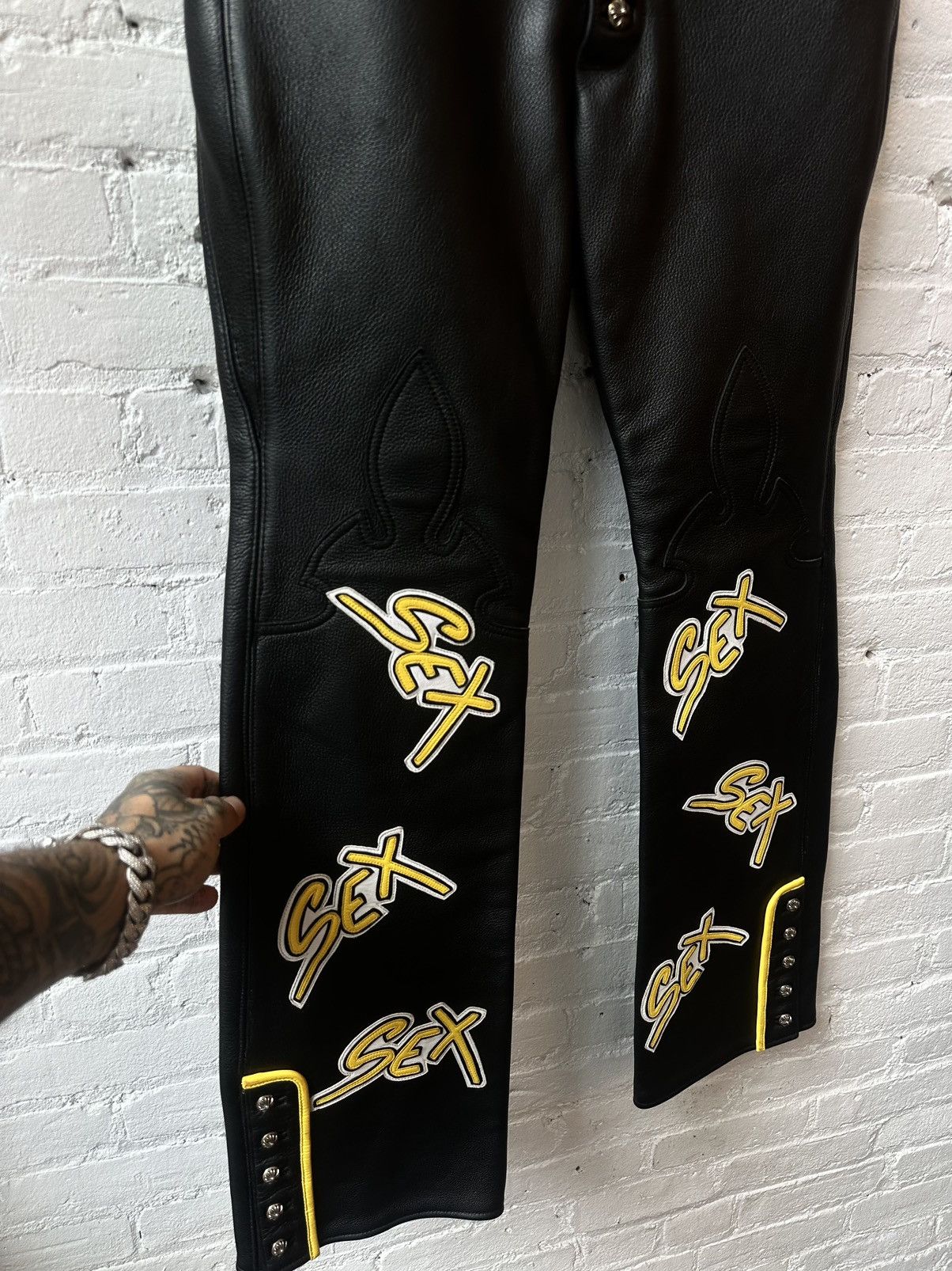 Chrome Hearts CHROME HEARTS 1:1 SEX PATCH LEATHER JEANS ODEL BECKHAM Size US 34 / EU 50 - 10 Thumbnail