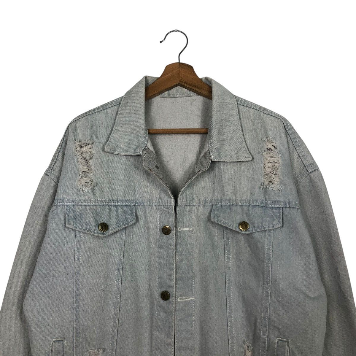Japanese Brand 🔥VINTAGE DENIM JACKET BIKER UNBRANDED BIG LOGO BACK HIT Size US M / EU 48-50 / 2 - 5 Thumbnail